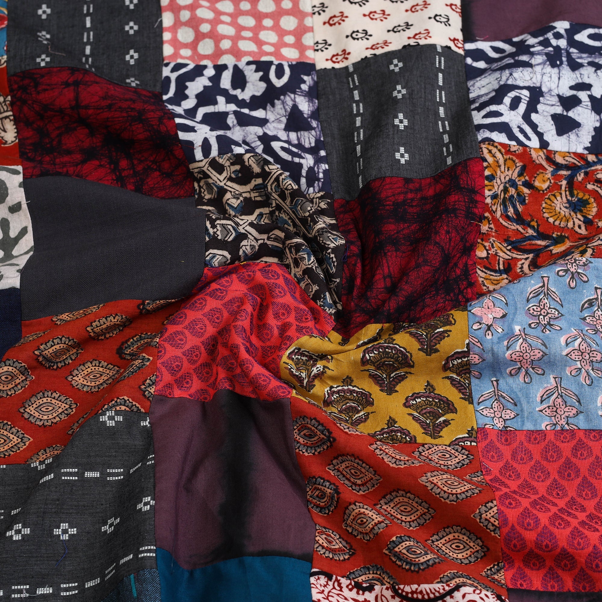 Multicolor Handcrafted Patchwork Cotton Kurta Material