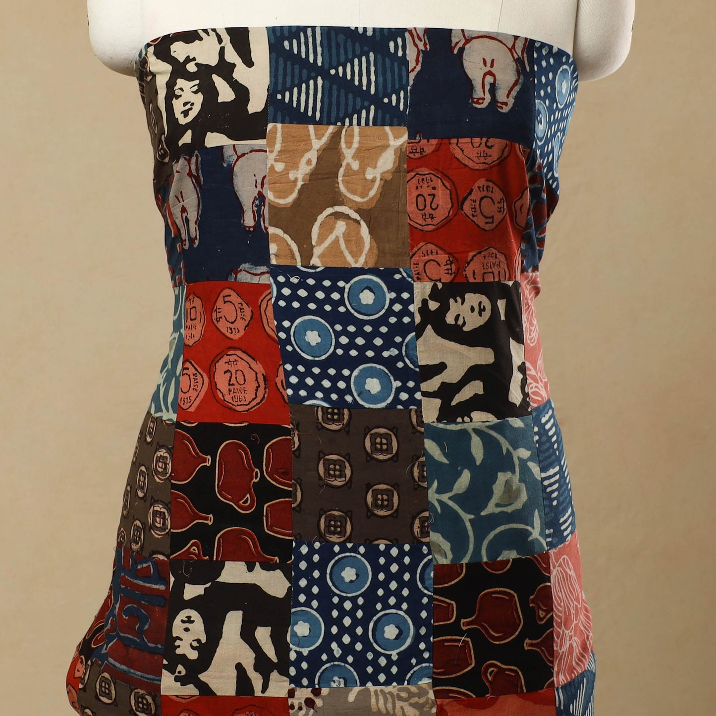  Multicolor Handcrafted Patchwork Cotton Kurta Material