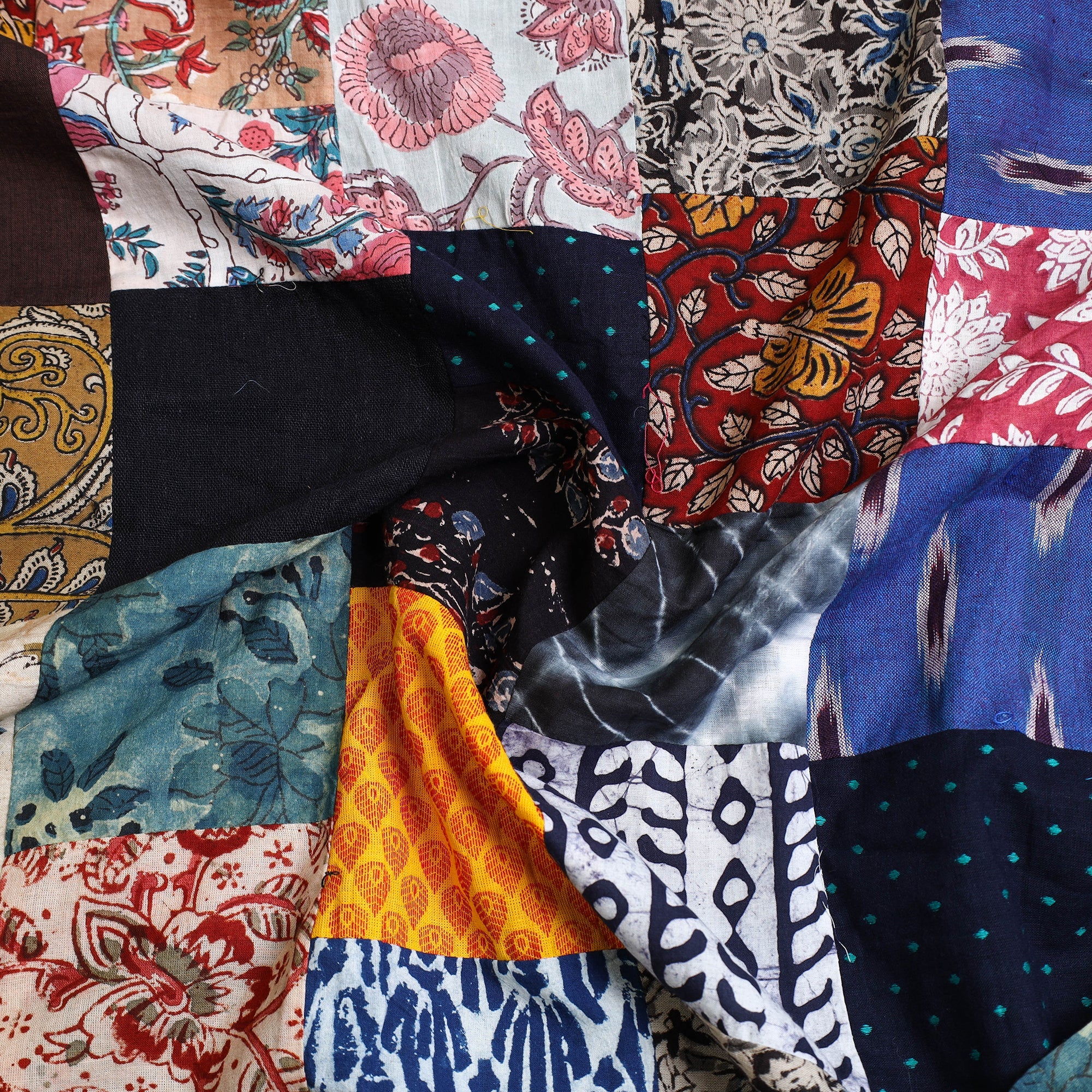 Multicolor - handcrafted patchwork cotton unstitched kurta