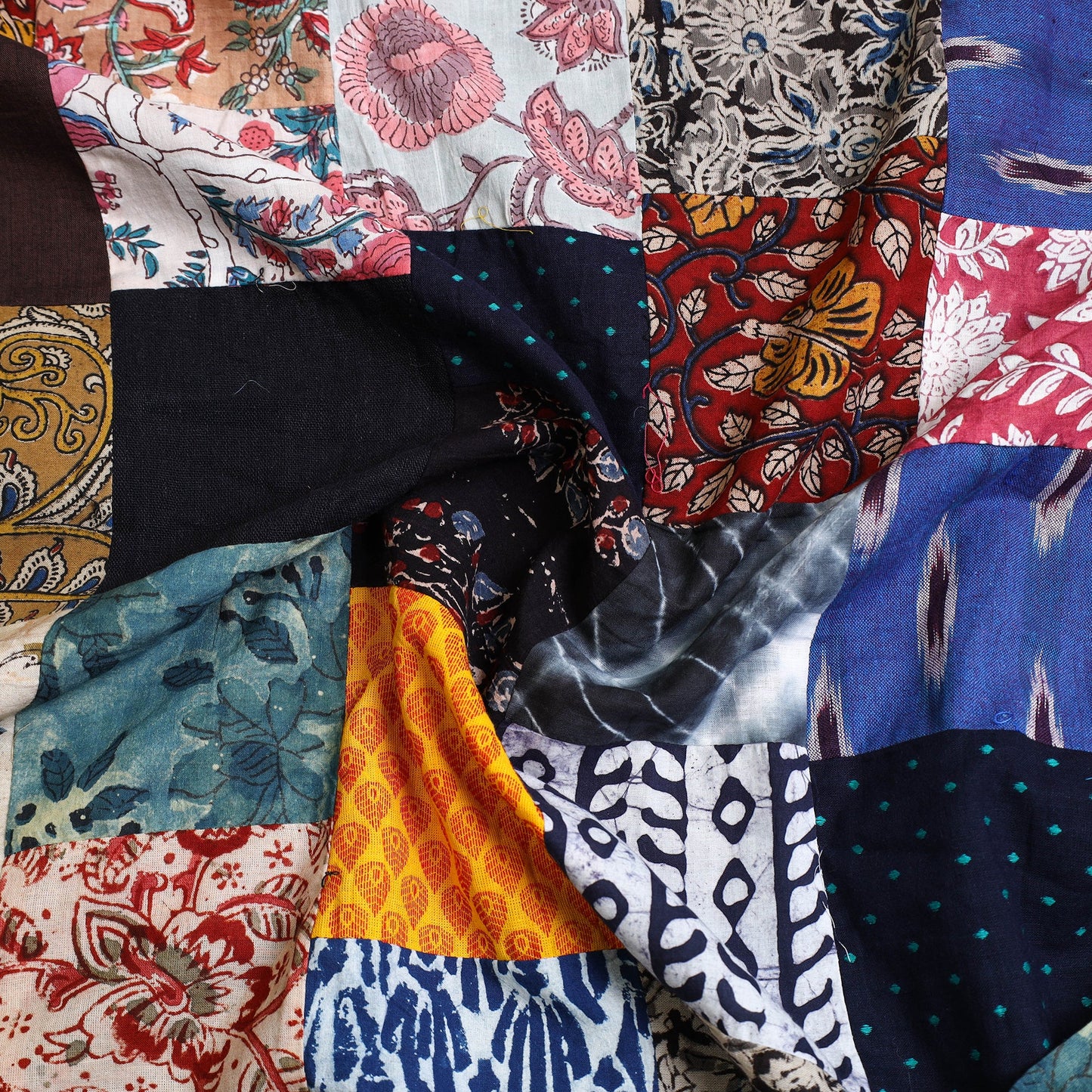 Multicolor - handcrafted patchwork cotton unstitched kurta