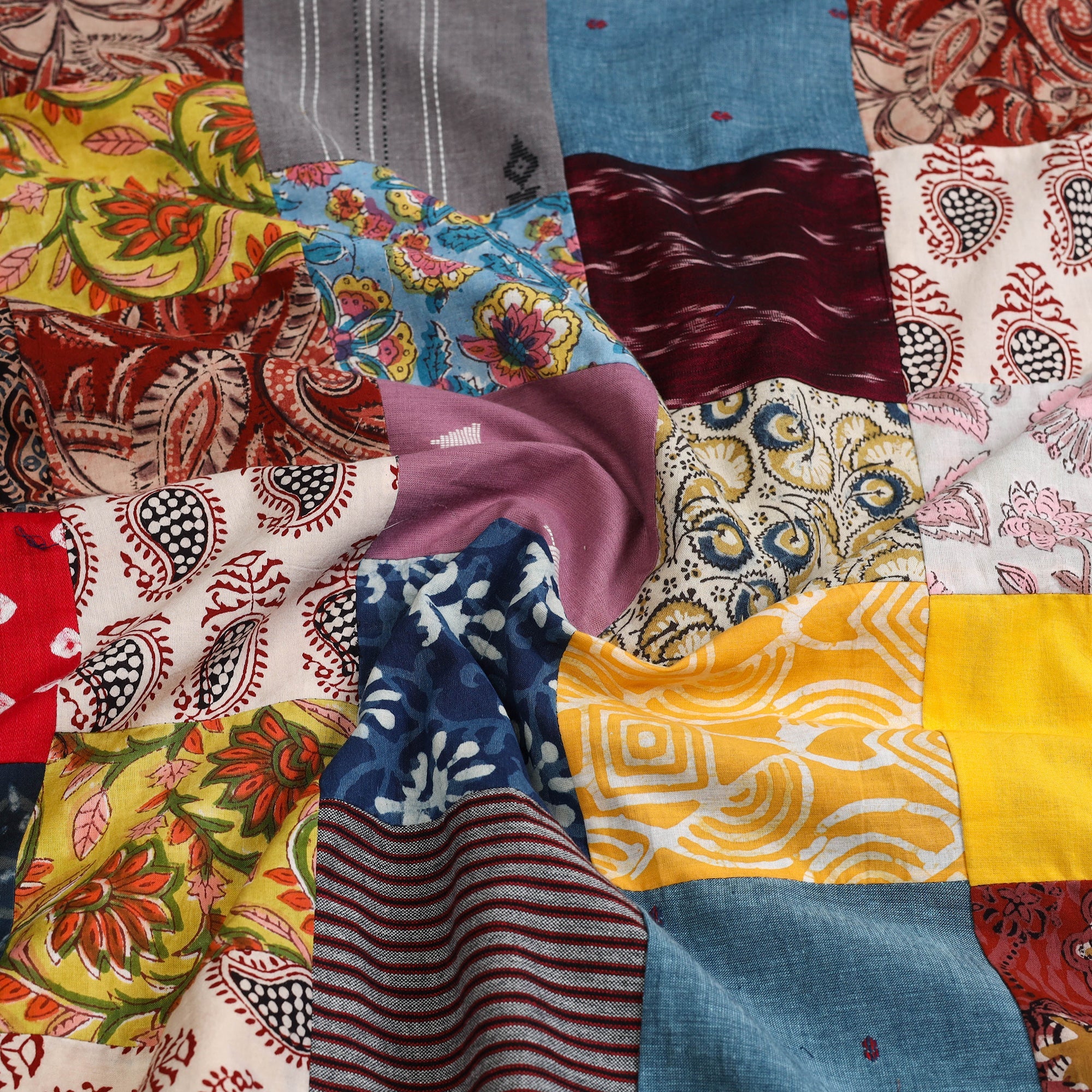 Multicolor Handcrafted Patchwork Cotton Kurta Material