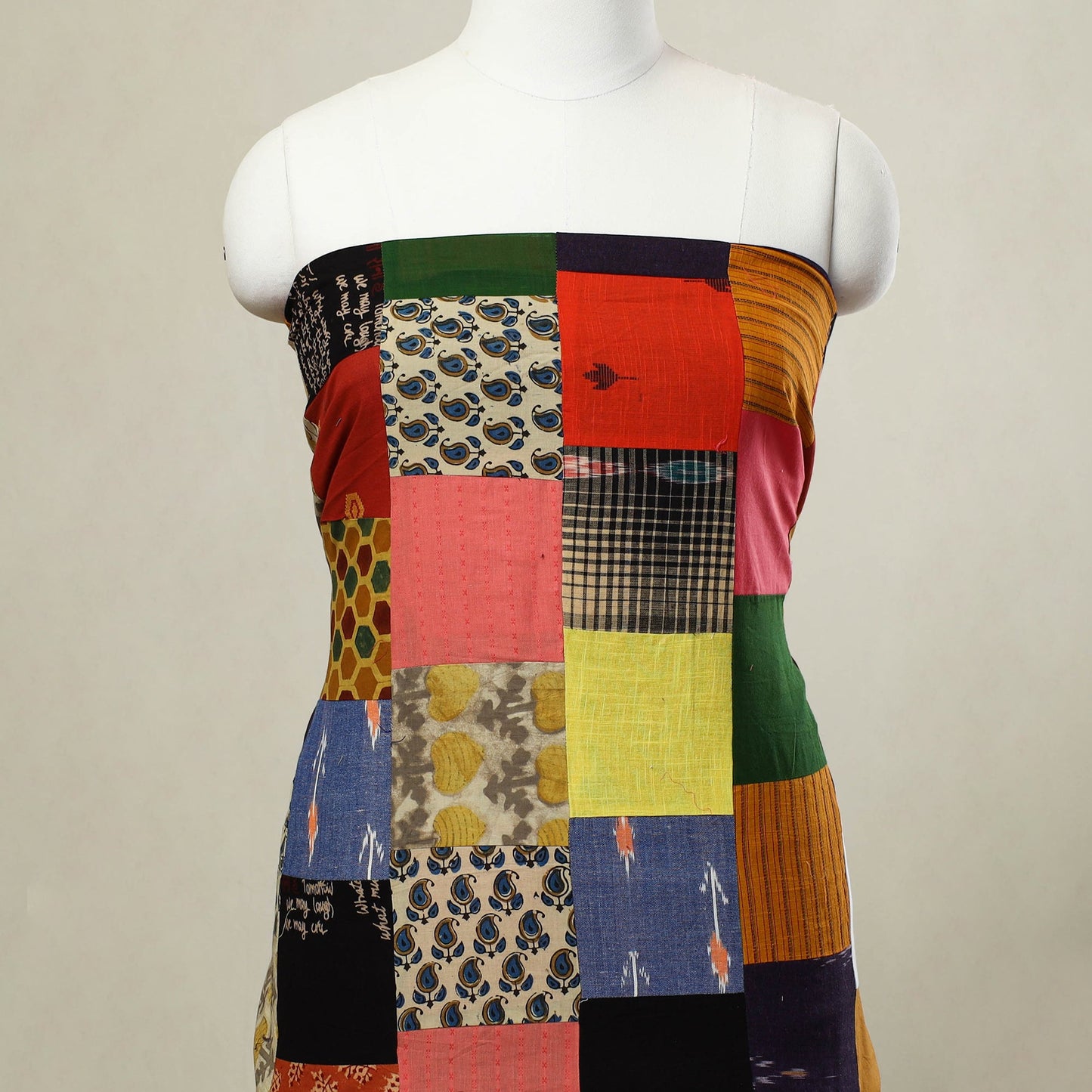  Multicolor Handcrafted Patchwork Cotton Kurta Material