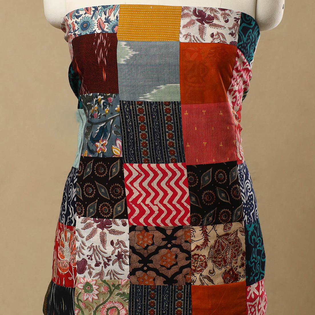 Buy Multicolor Handcrafted Patchwork Cotton Kurta Material