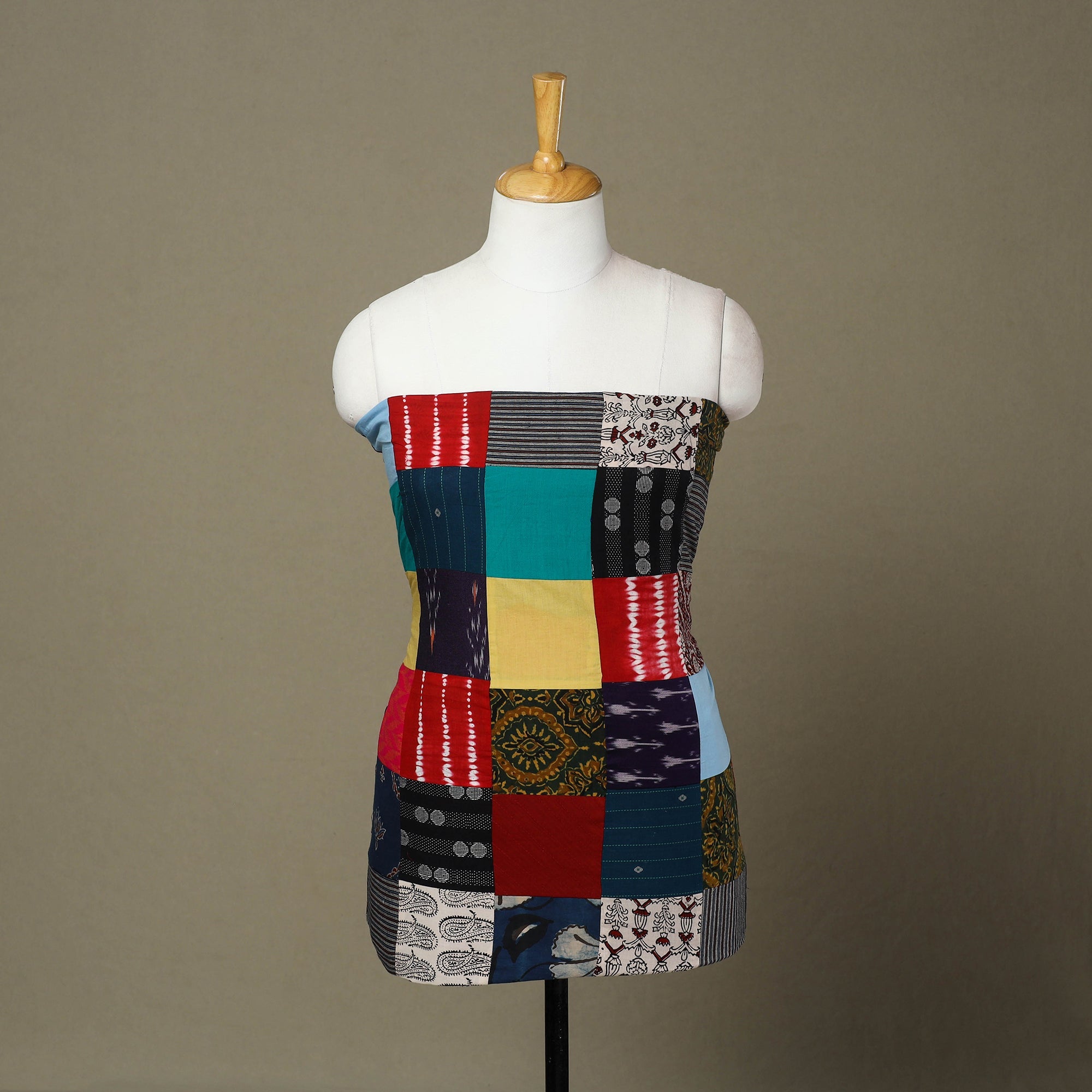 Multicolor - handcrafted patchwork cotton unstitched kurta