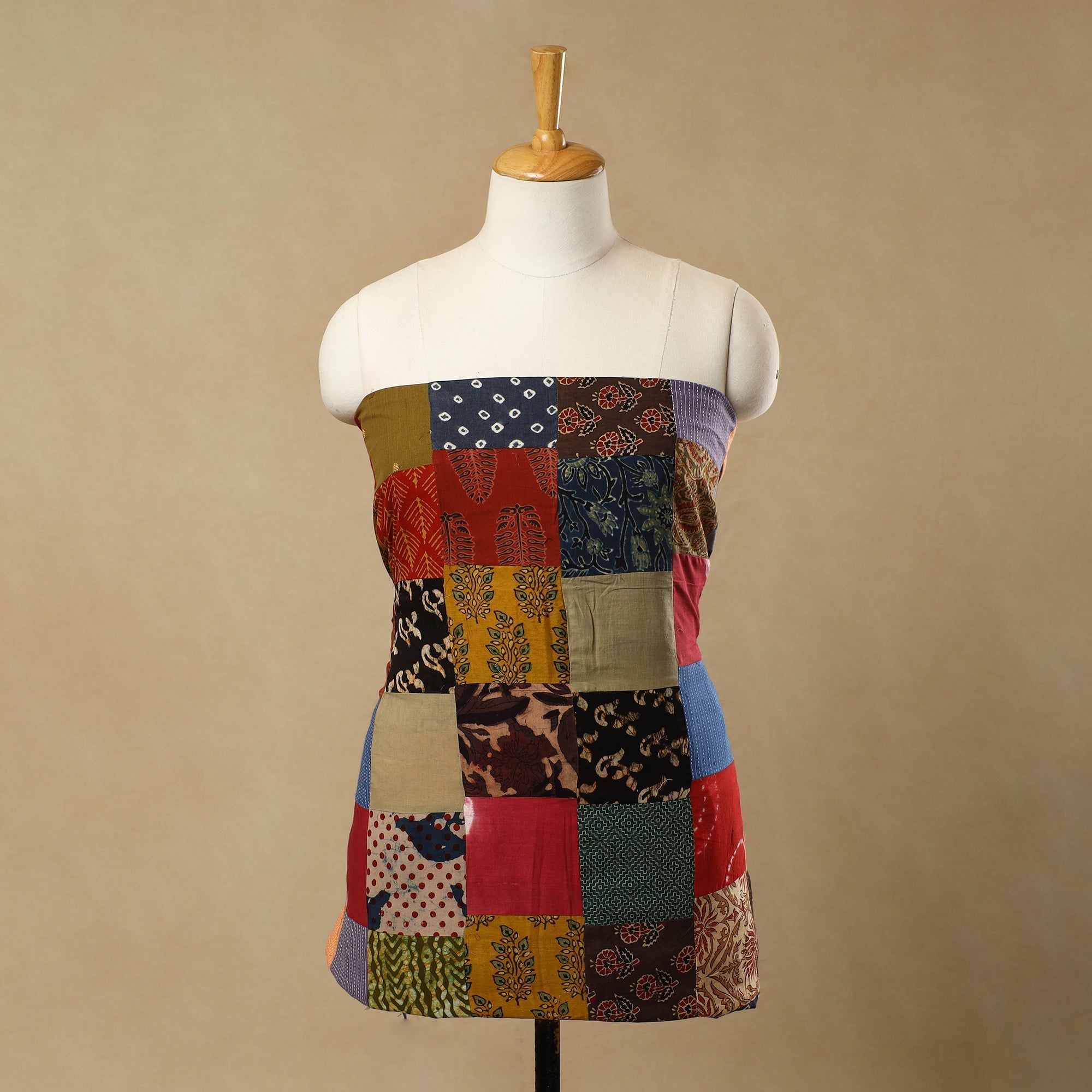 Multicolor - Handcrafted Patchwork Cotton Kurta Material (2.6m) 21