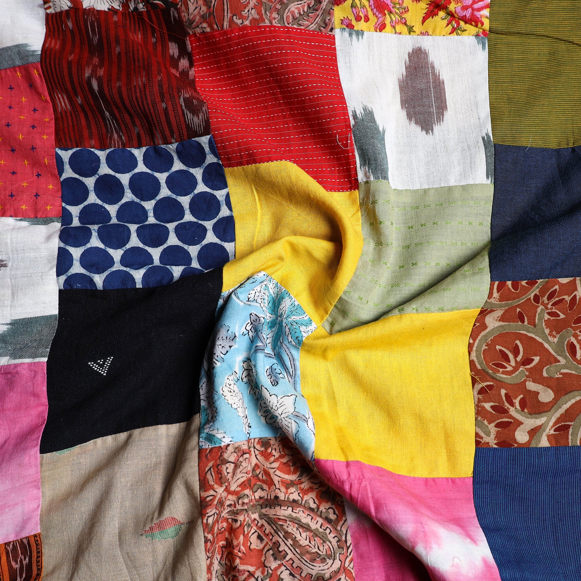 Buy Multicolor Handcrafted Patchwork Cotton Kurta Material