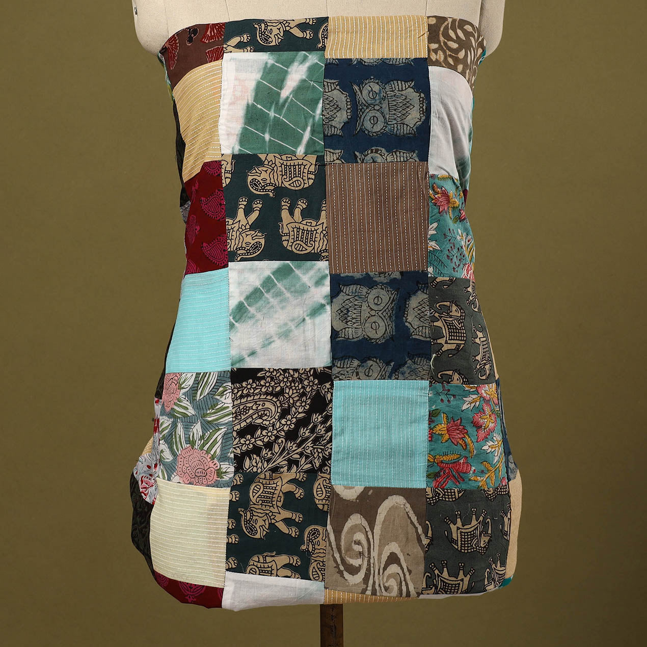 Buy Multicolor Handcrafted Patchwork Cotton Kurta Material