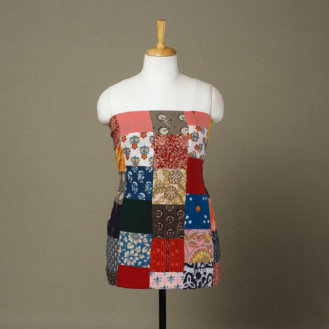 Multicolor Handcrafted Patchwork Cotton Kurta Material