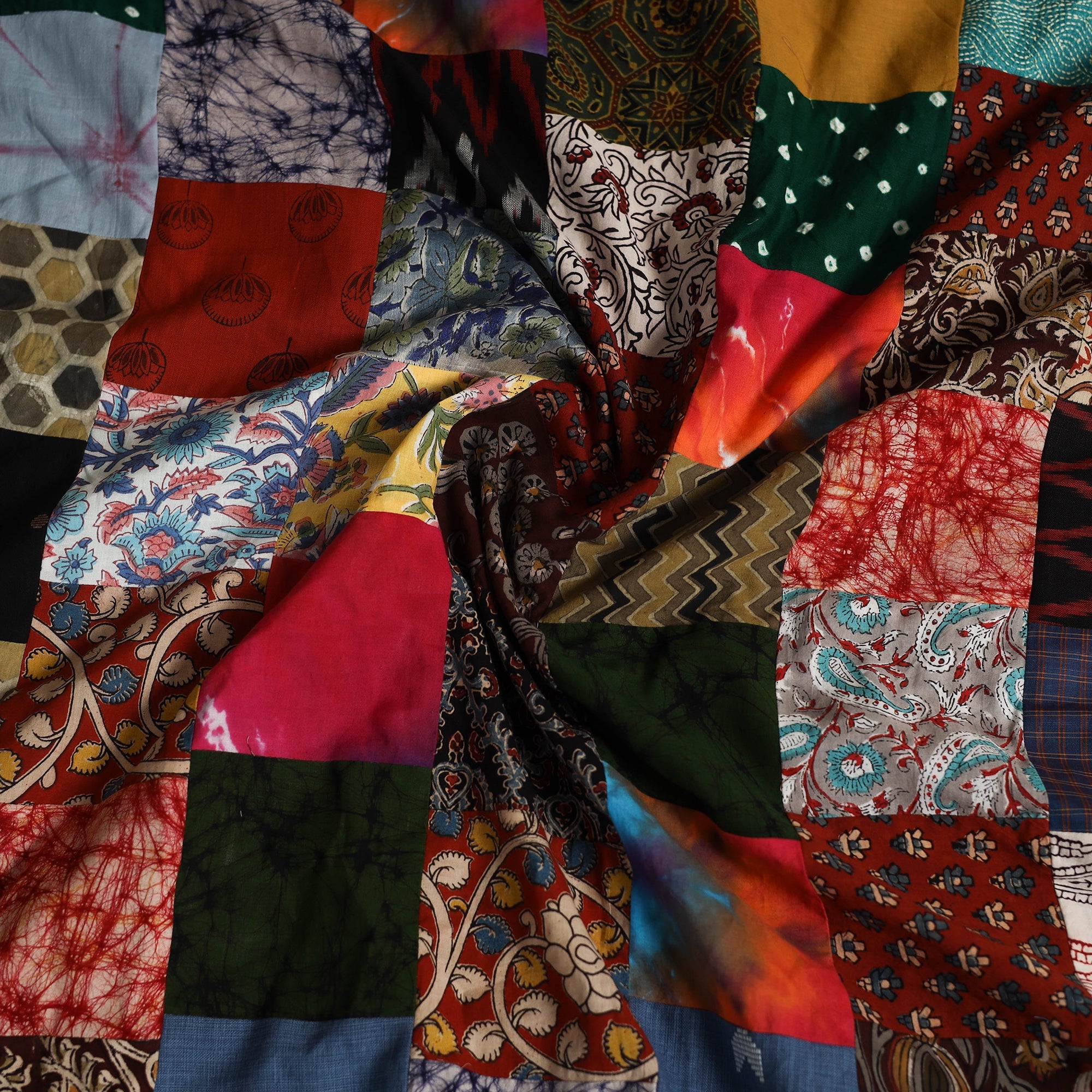 Multicolor Handcrafted Patchwork Cotton Kurta Material