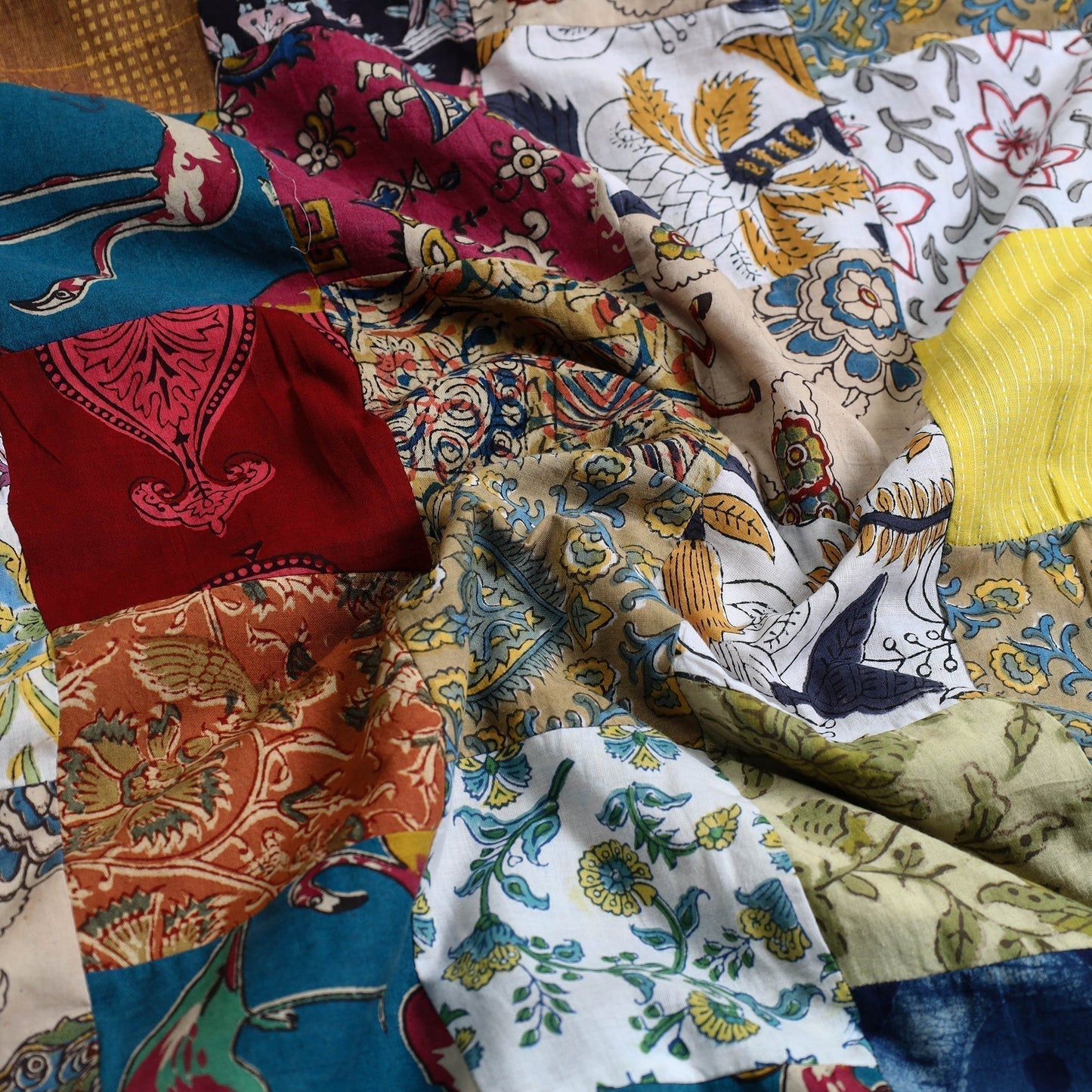  Multicolor Handcrafted Patchwork Cotton Kurta Material