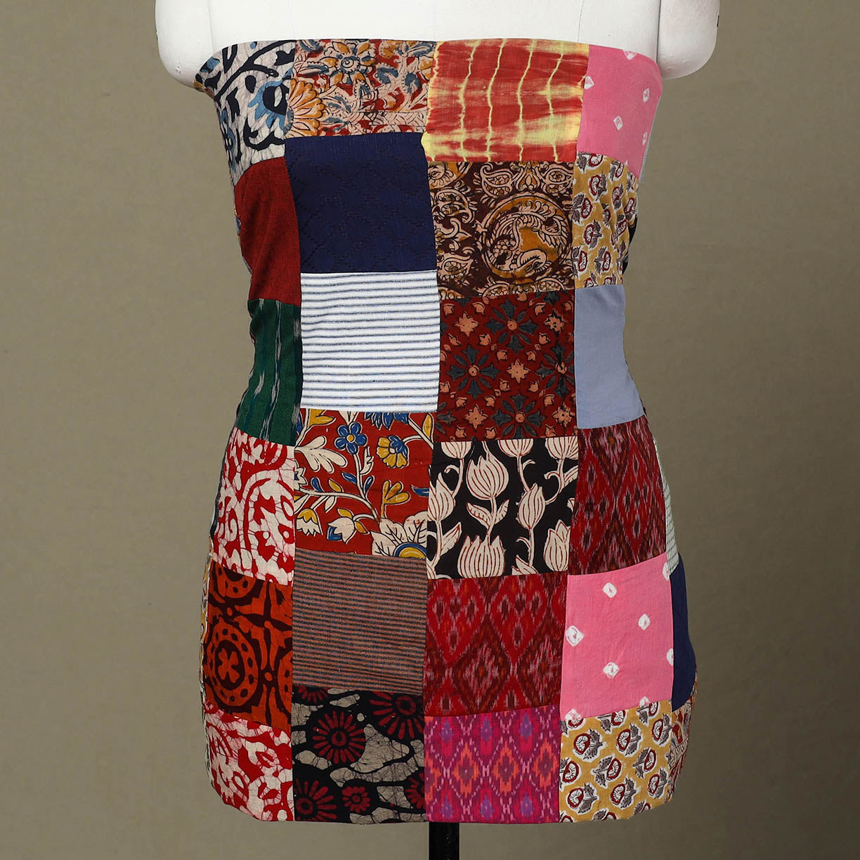 Multicolor - handcrafted patchwork cotton unstitched kurta