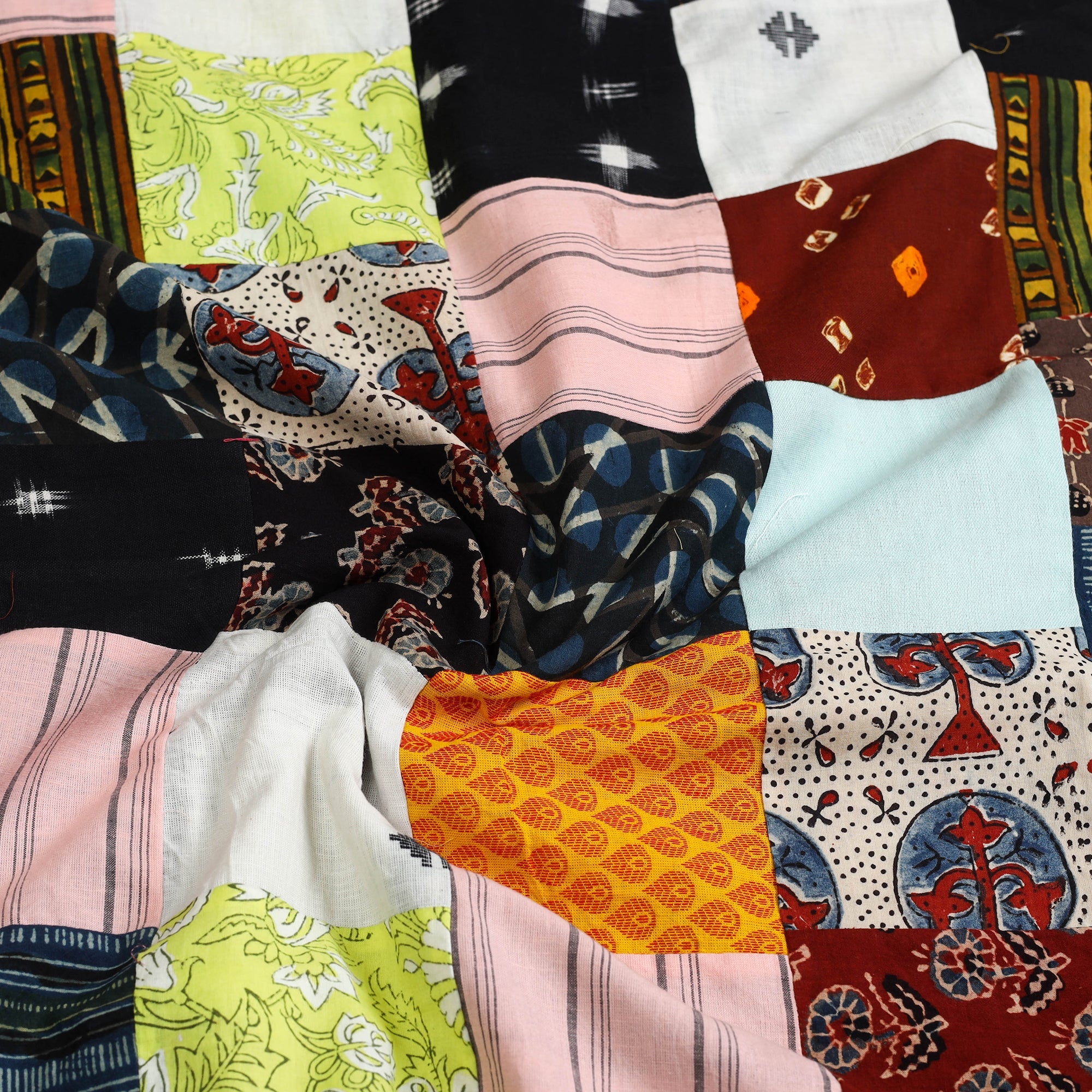 Multicolor Handcrafted Patchwork Cotton Kurta Material