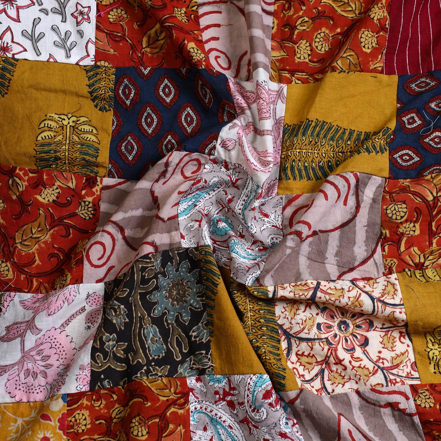 Multicolor - handcrafted patchwork cotton unstitched kurta