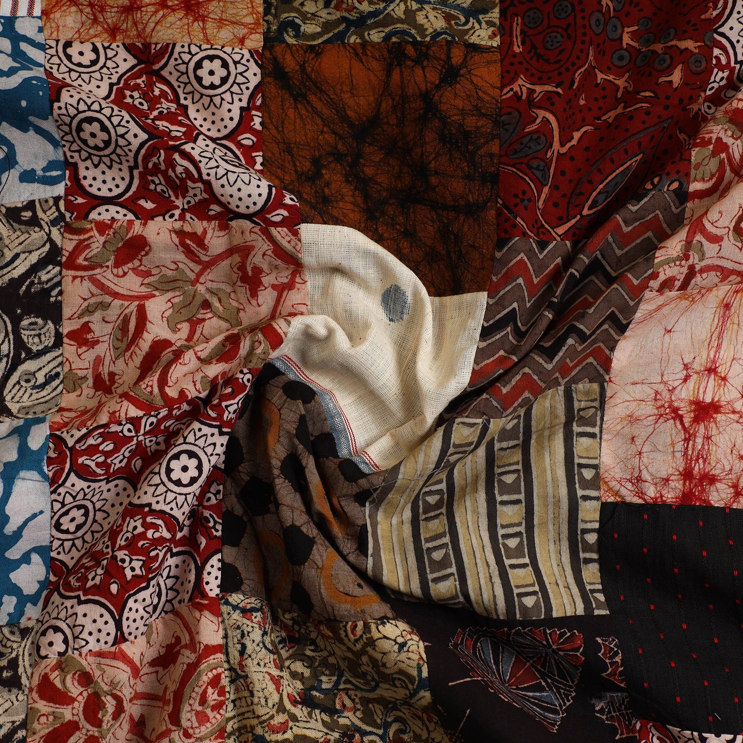 Multicolor - Handcrafted Patchwork Cotton Kurta Material (2.7m) 17