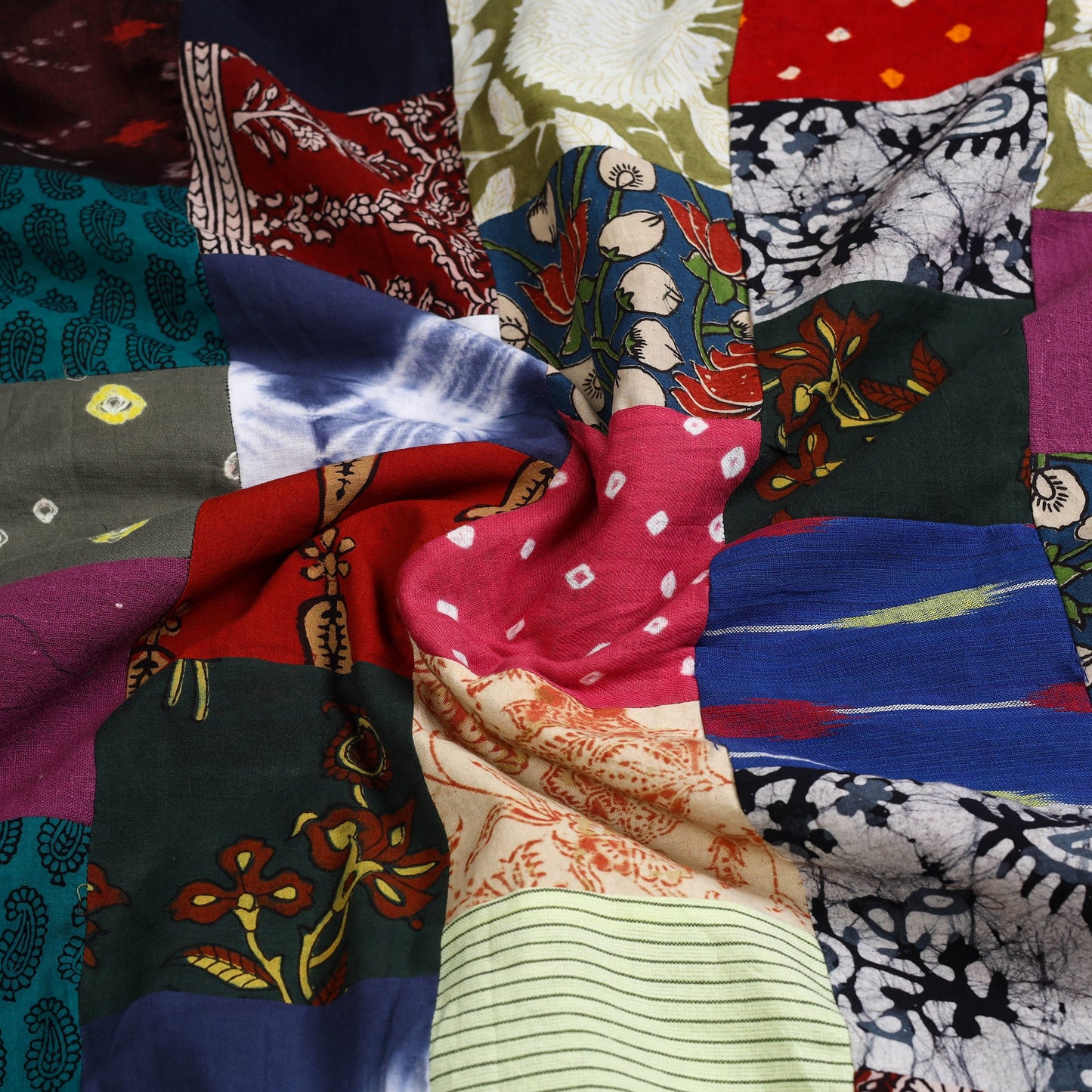 Multicolor Handcrafted Patchwork Cotton Kurta Material