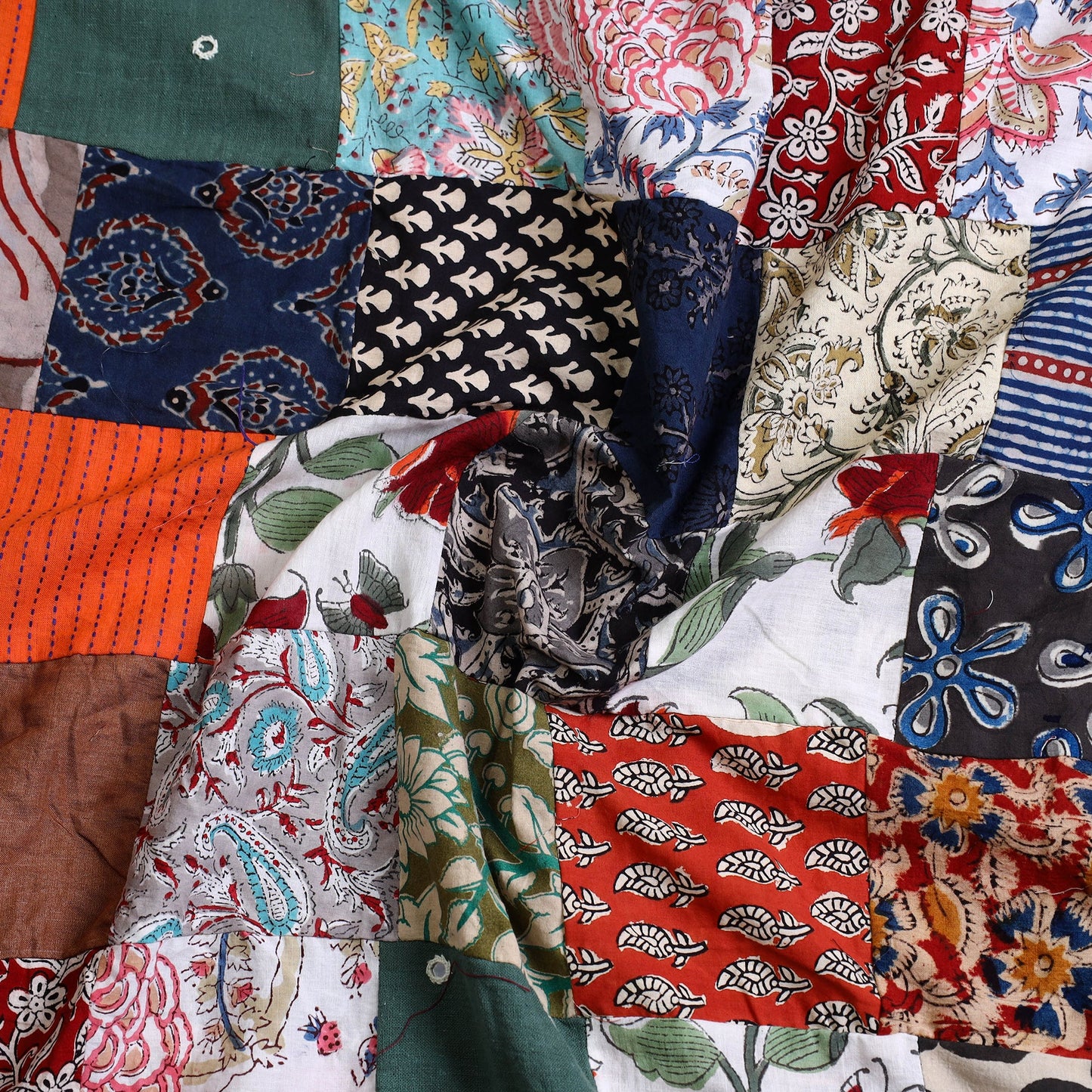 Multicolor - handcrafted patchwork cotton unstitched kurta