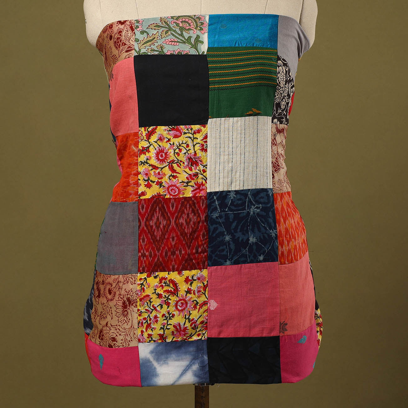 Buy Multicolor Handcrafted Patchwork Cotton Kurta Material