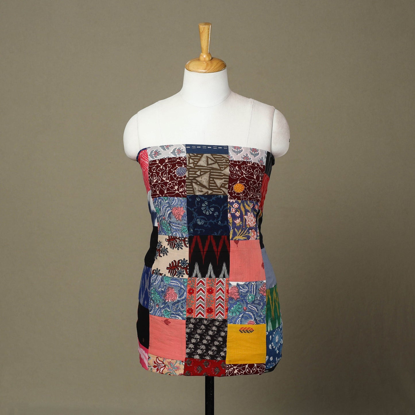 Multicolor - handcrafted patchwork cotton unstitched kurta