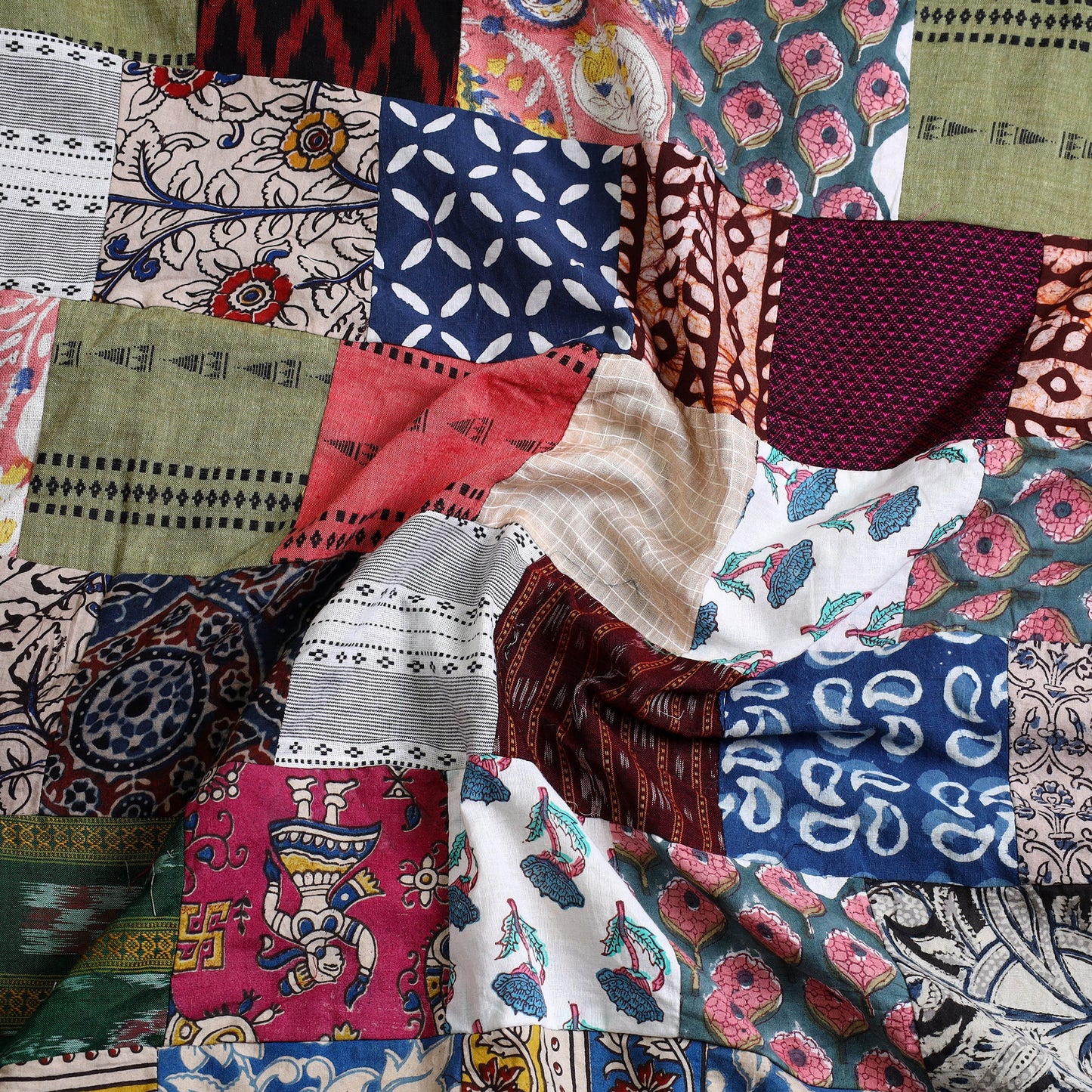 Multicolor - handcrafted patchwork cotton unstitched kurta