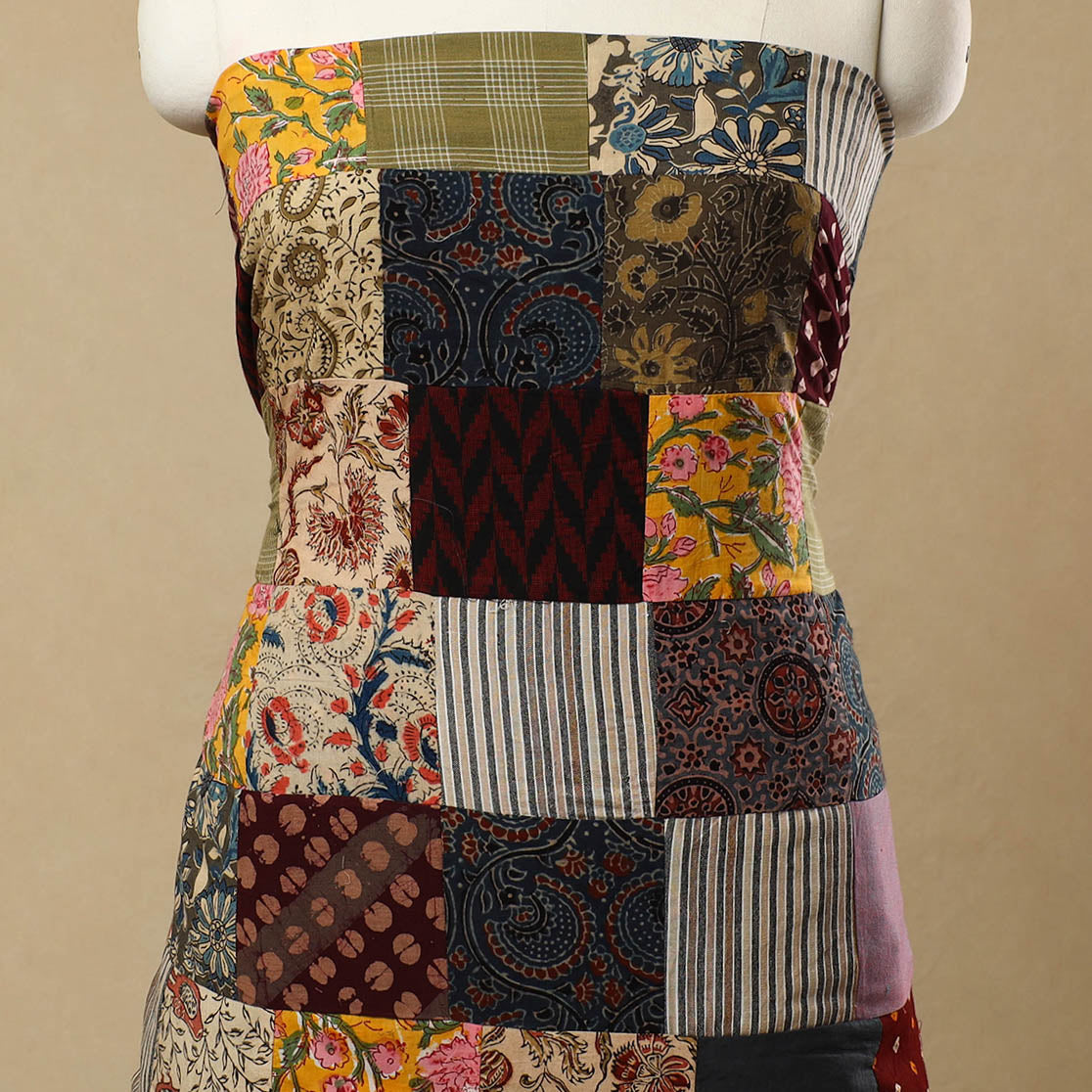 Multicolor - Handcrafted Patchwork Cotton Kurta Material (2.6m) 25