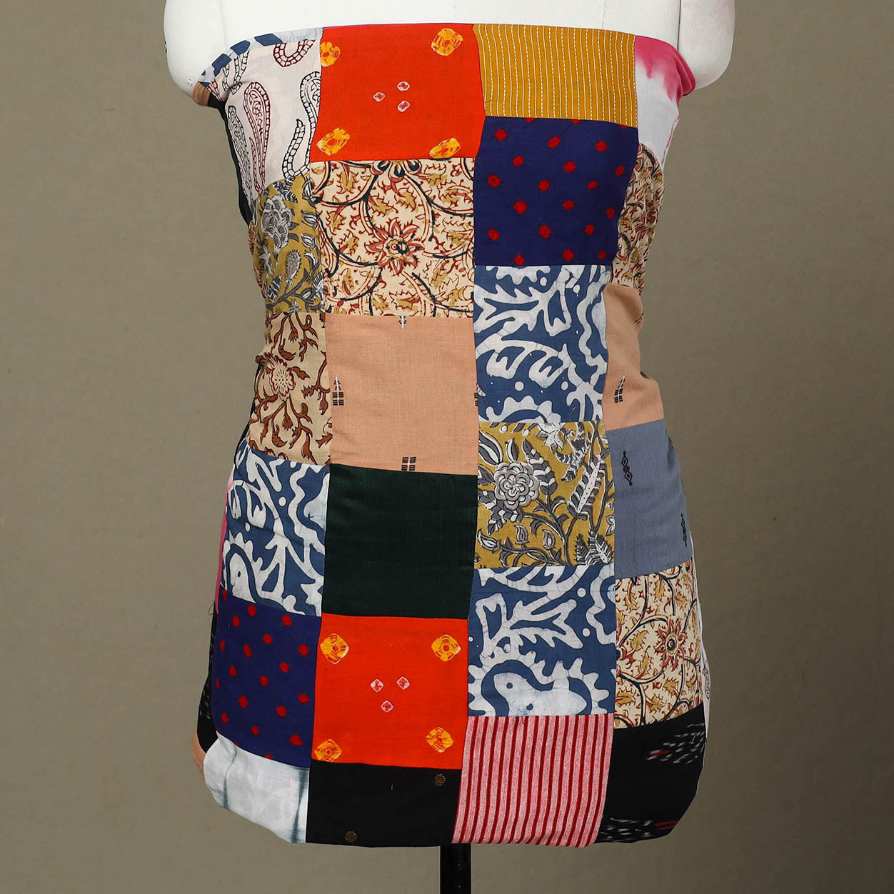 Multicolor - handcrafted patchwork cotton unstitched kurta