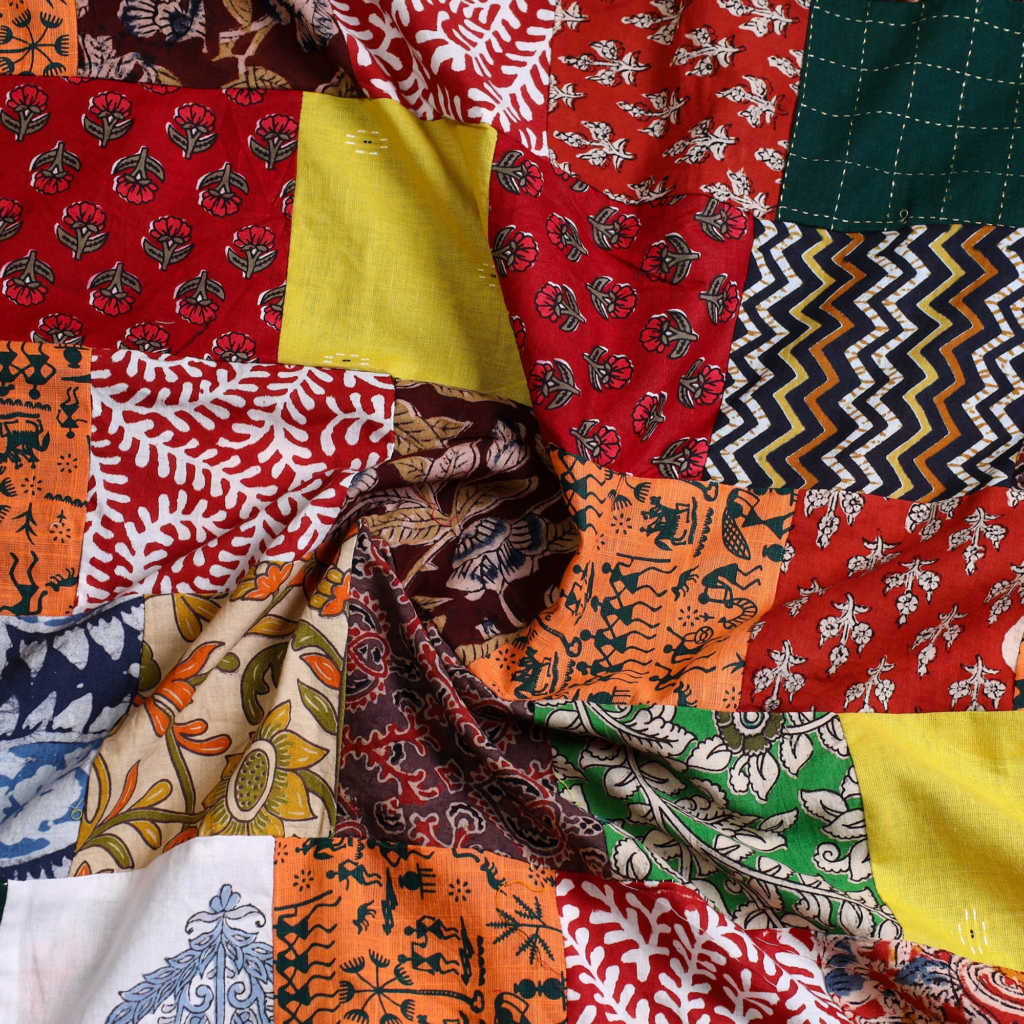 Multicolor - handcrafted patchwork cotton unstitched kurta