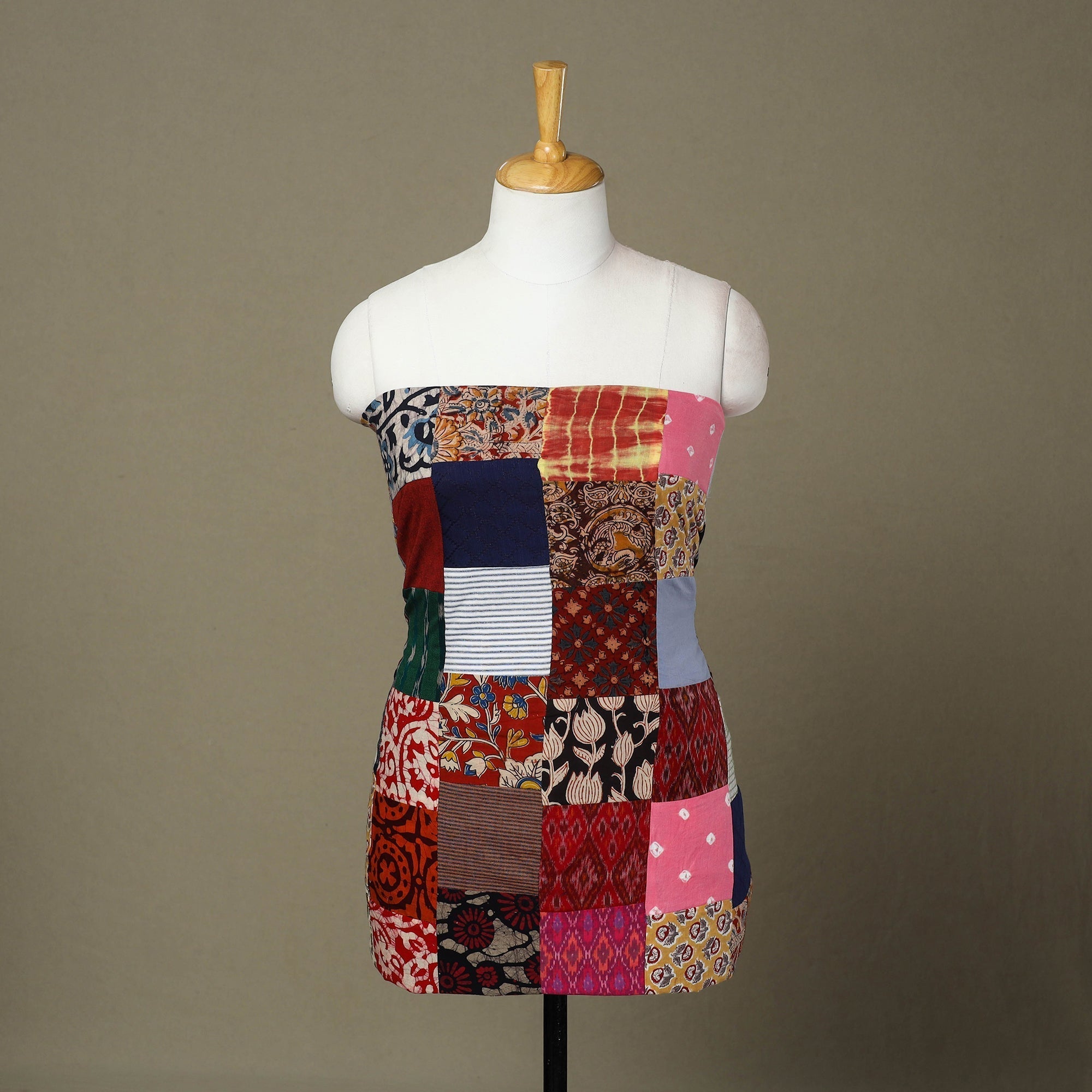 Multicolor - handcrafted patchwork cotton unstitched kurta
