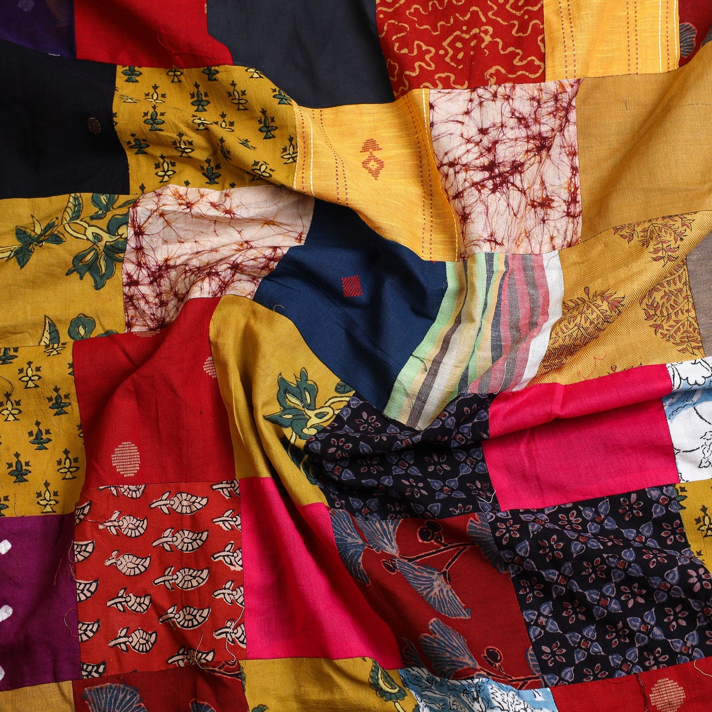 Buy Multicolor Handcrafted Patchwork Cotton Kurta Material