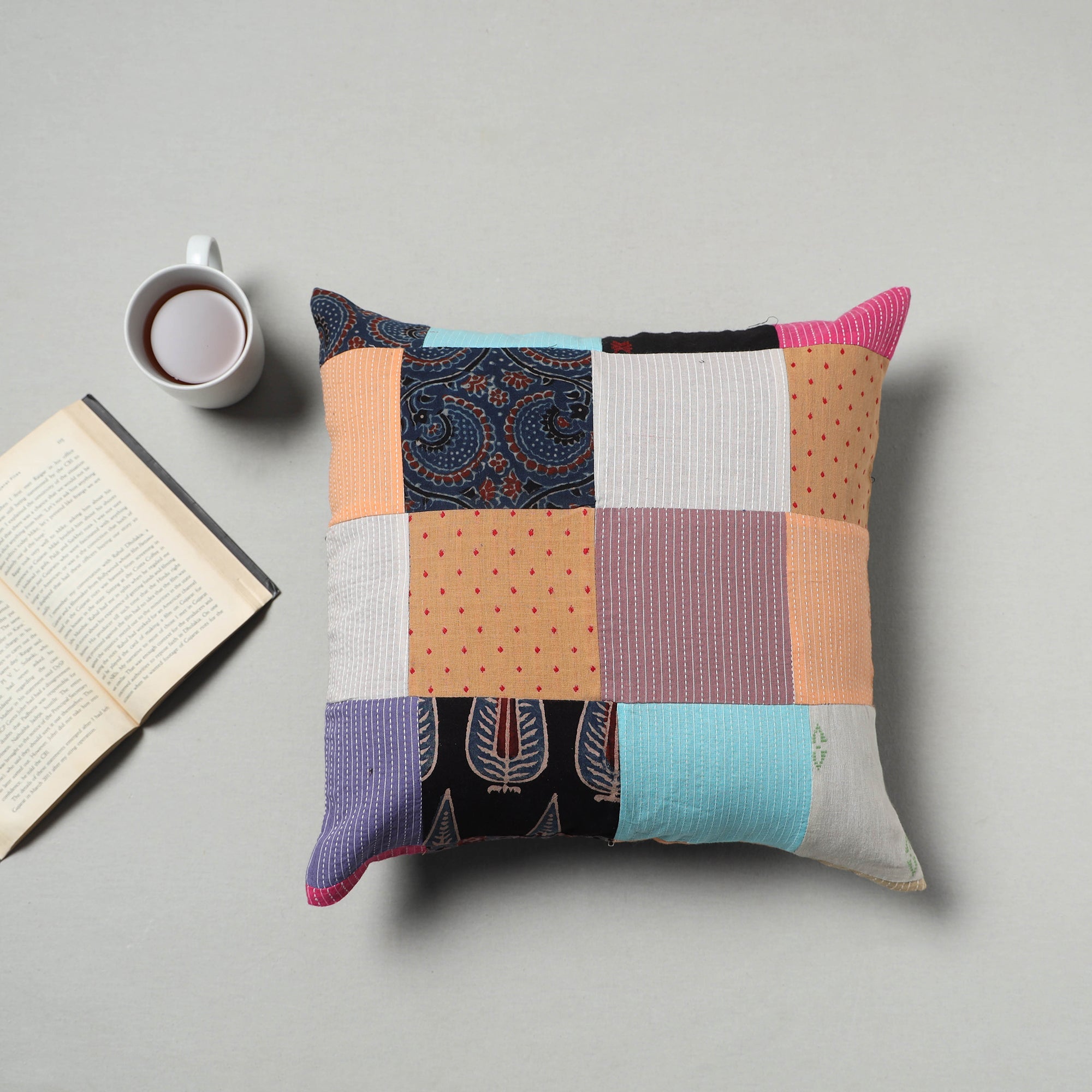 Multicolor - handcrafted patchwork cushion cover 07