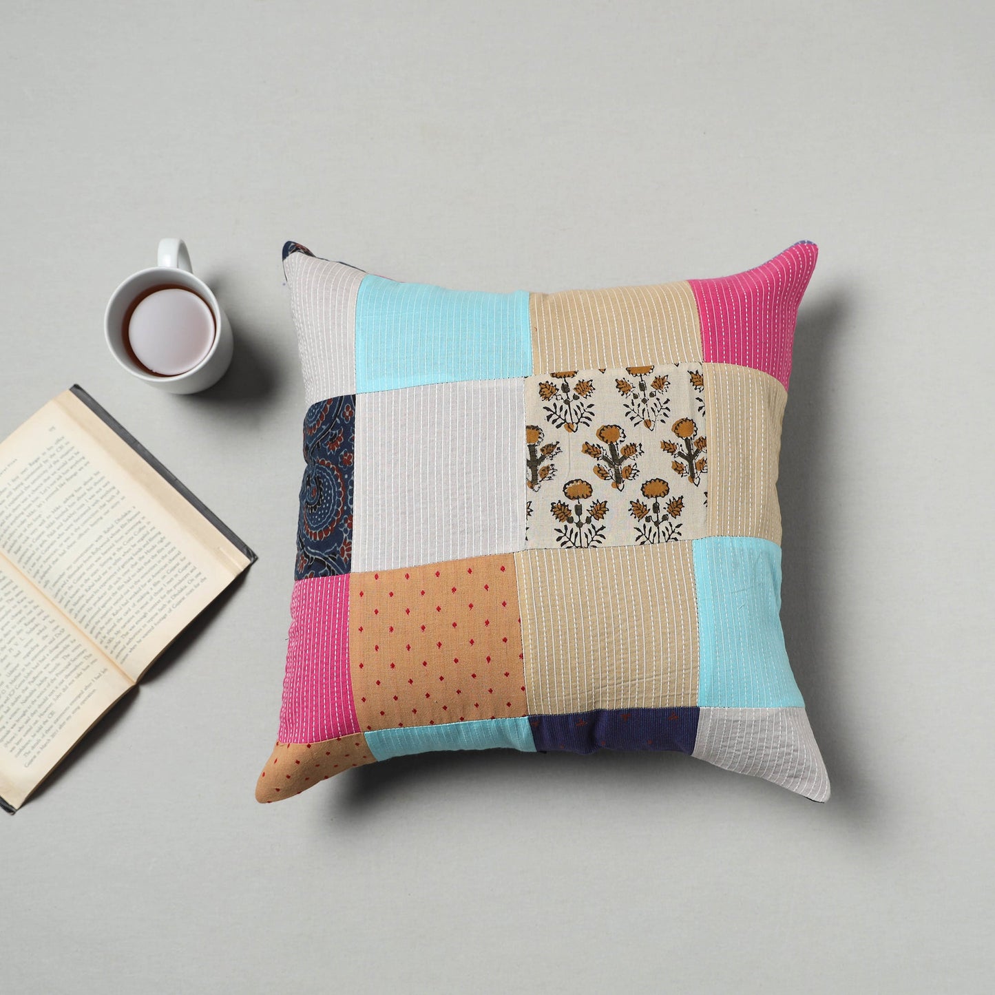 Multicolor - handcrafted patchwork cushion cover 08