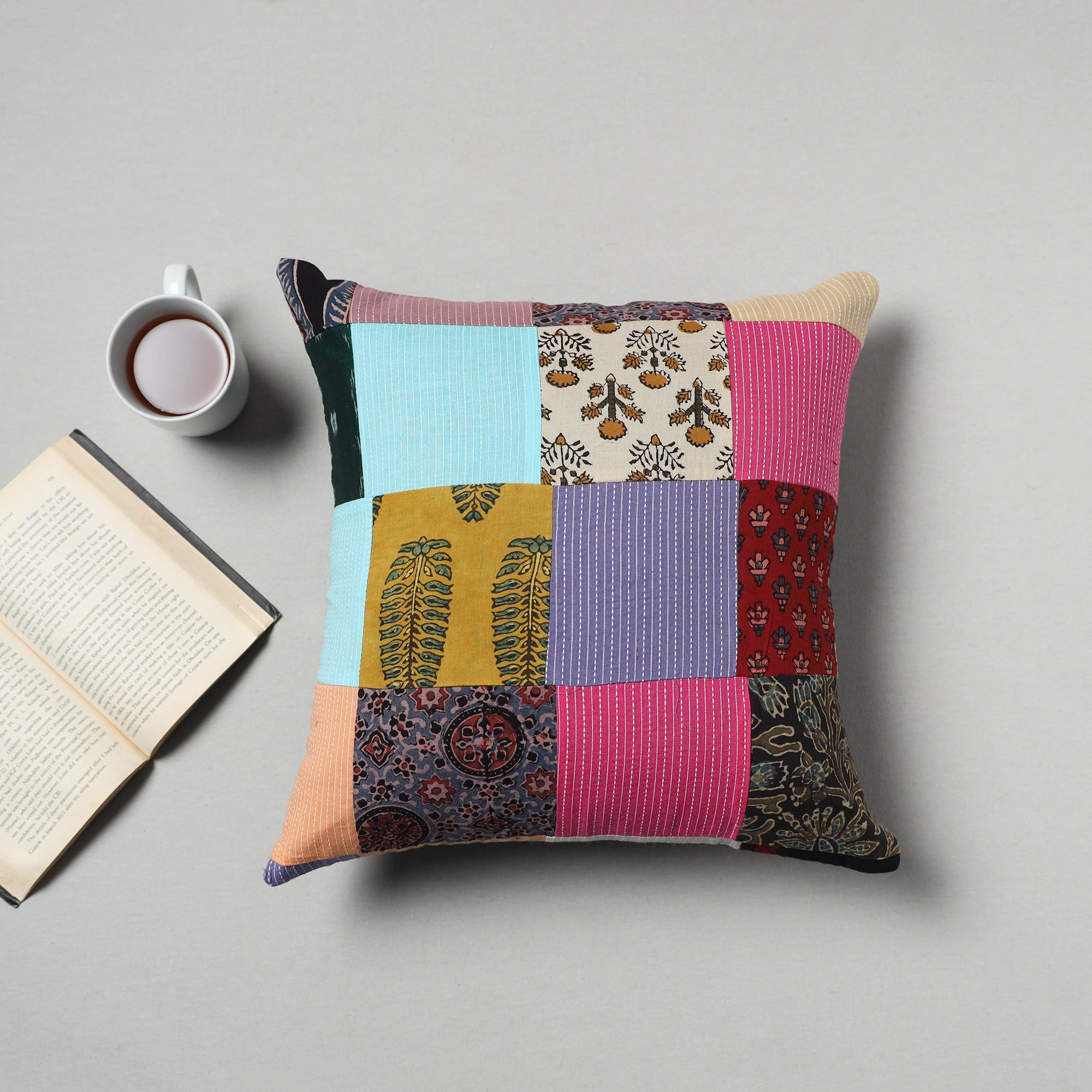 Multicolor - handcrafted patchwork cushion cover 10