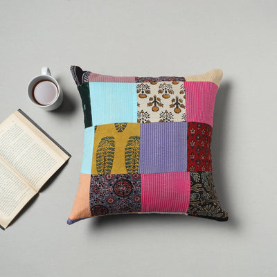 Multicolor - handcrafted patchwork cushion cover 10