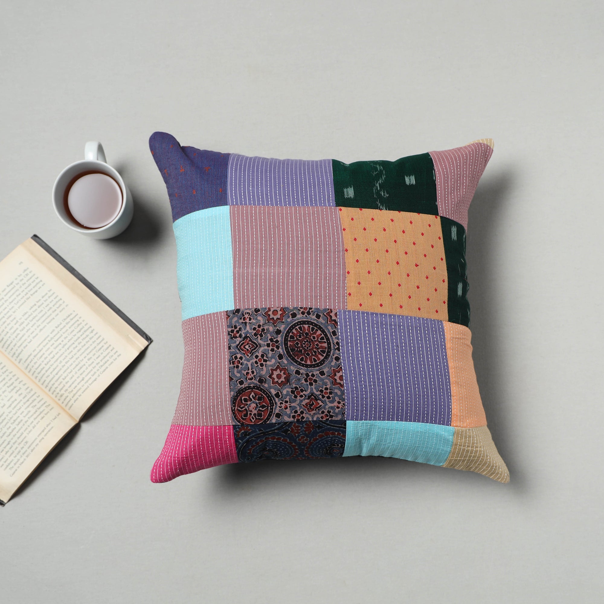 Multicolor - handcrafted patchwork cushion cover 11