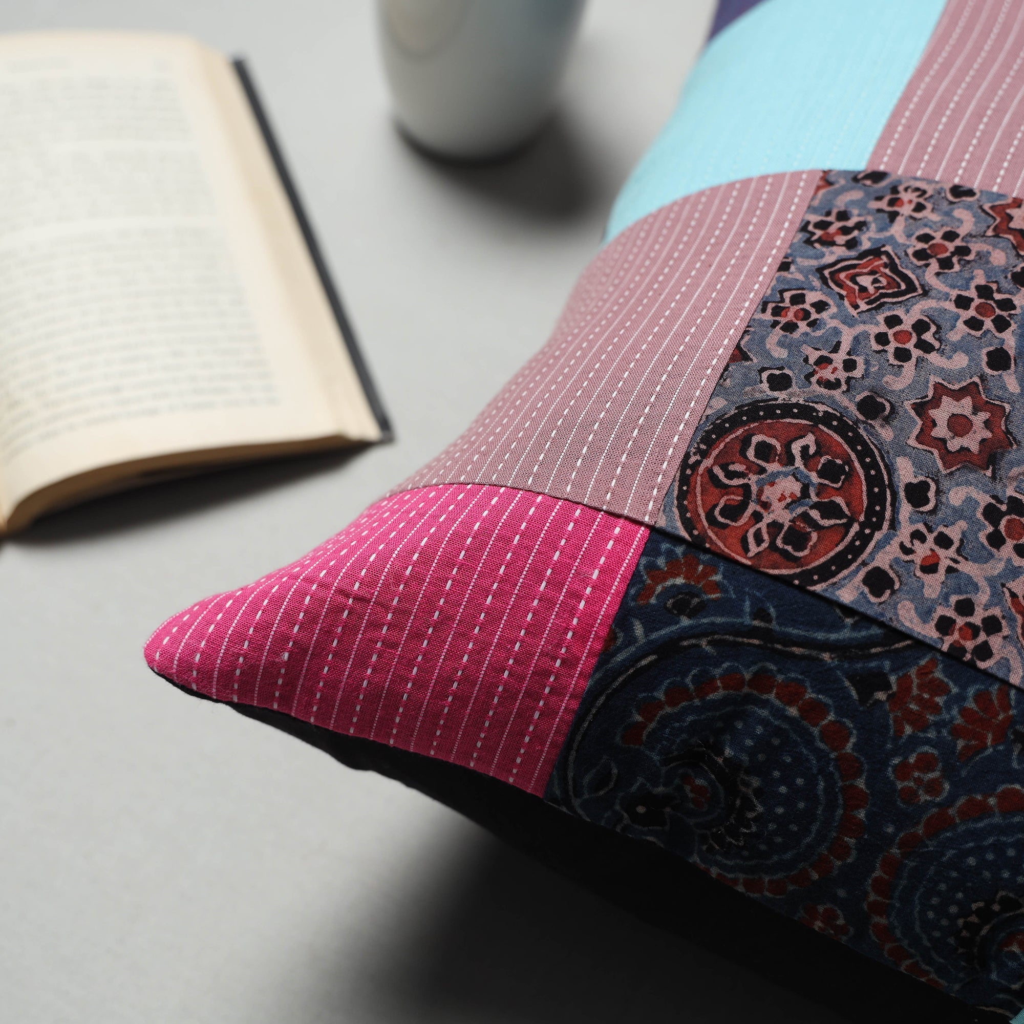 Multicolor - handcrafted patchwork cushion cover 11