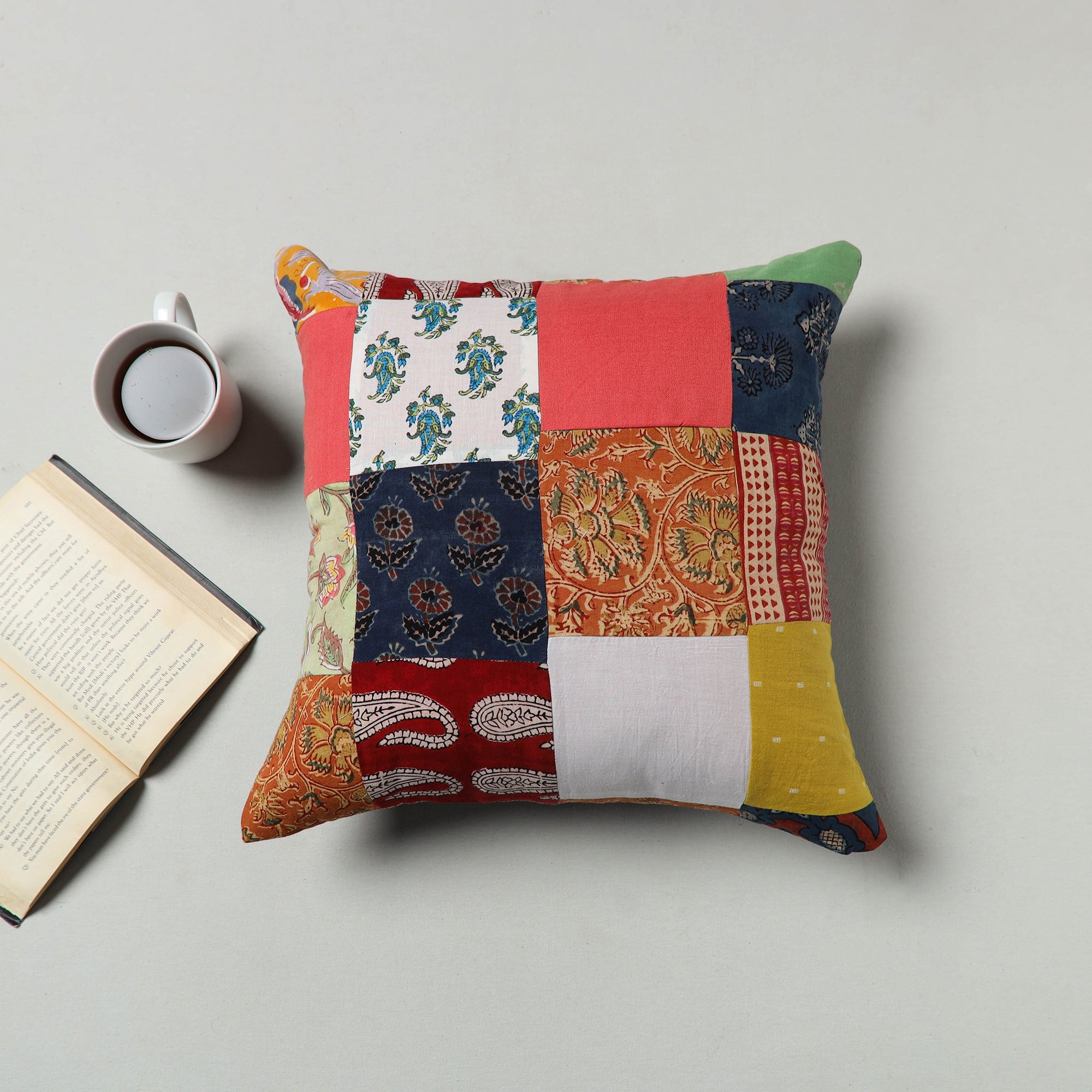 Multicolor - handcrafted patchwork cushion cover 52