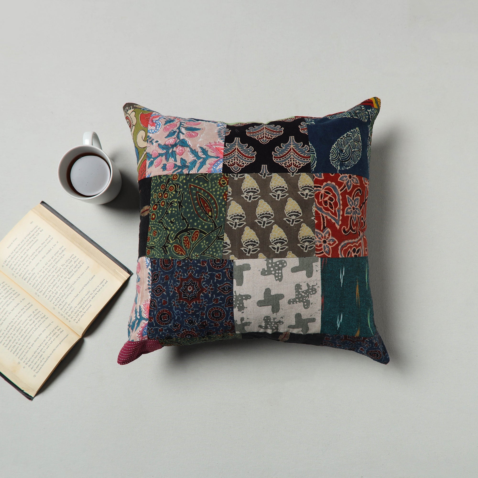Buy Multicolor Handcrafted Patchwork Cushion Cover