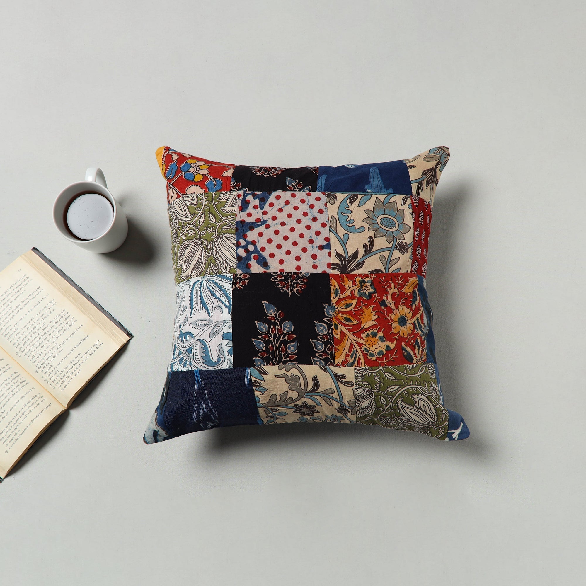 Buy Multicolor Handcrafted Patchwork Cushion Cover