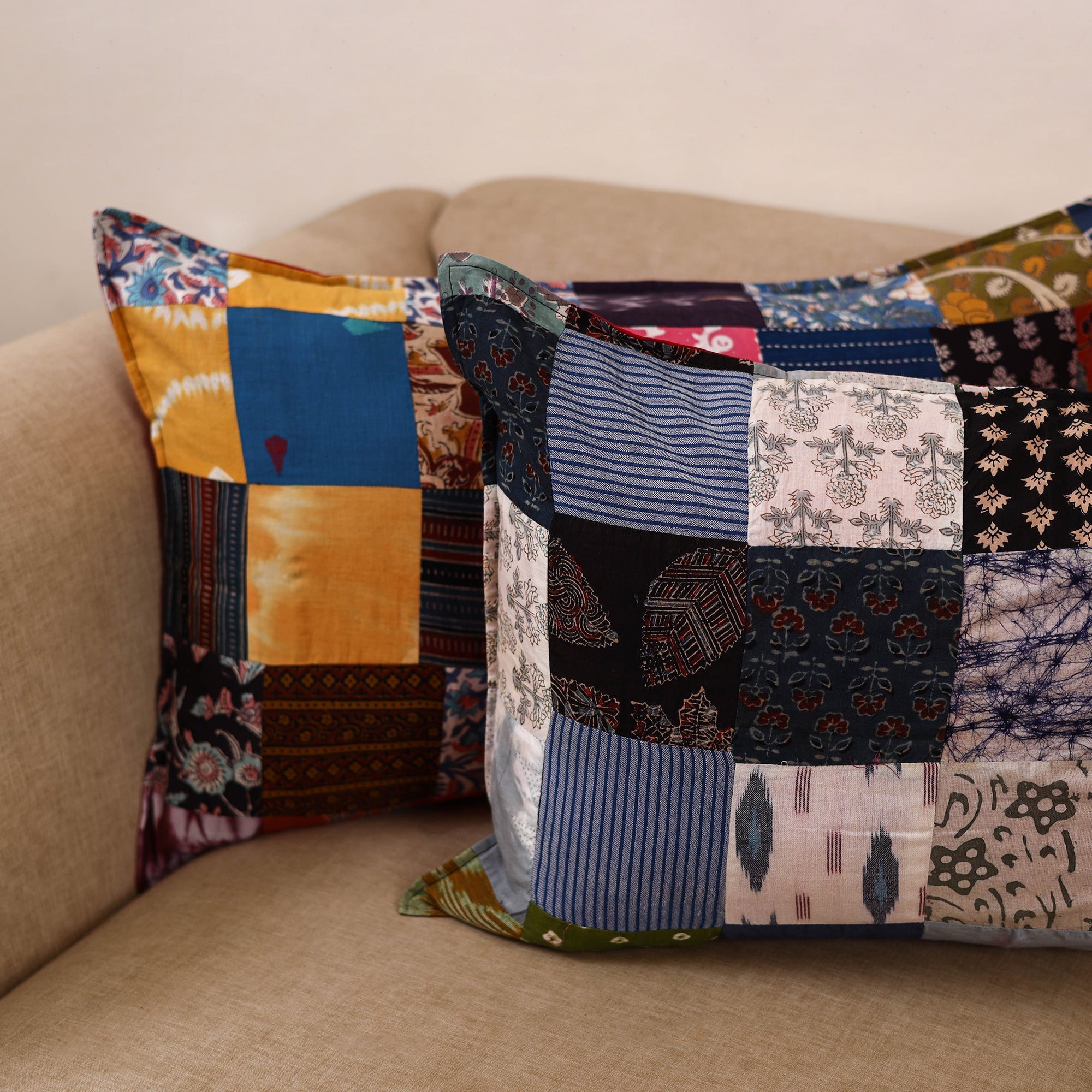 Handcrafted patchwork pillow covers (set of 2) 03