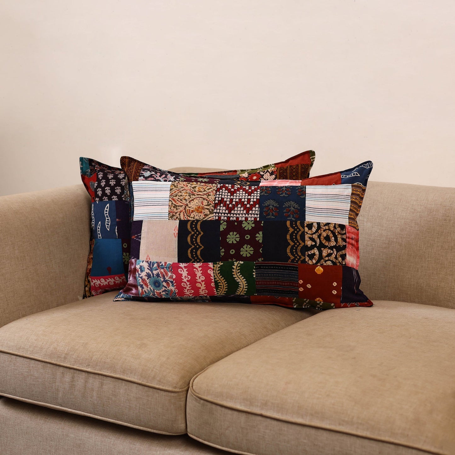 Handcrafted patchwork pillow covers (set of 2) 04