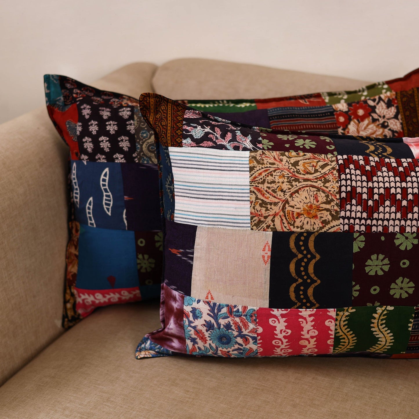 Handcrafted patchwork pillow covers (set of 2) 04