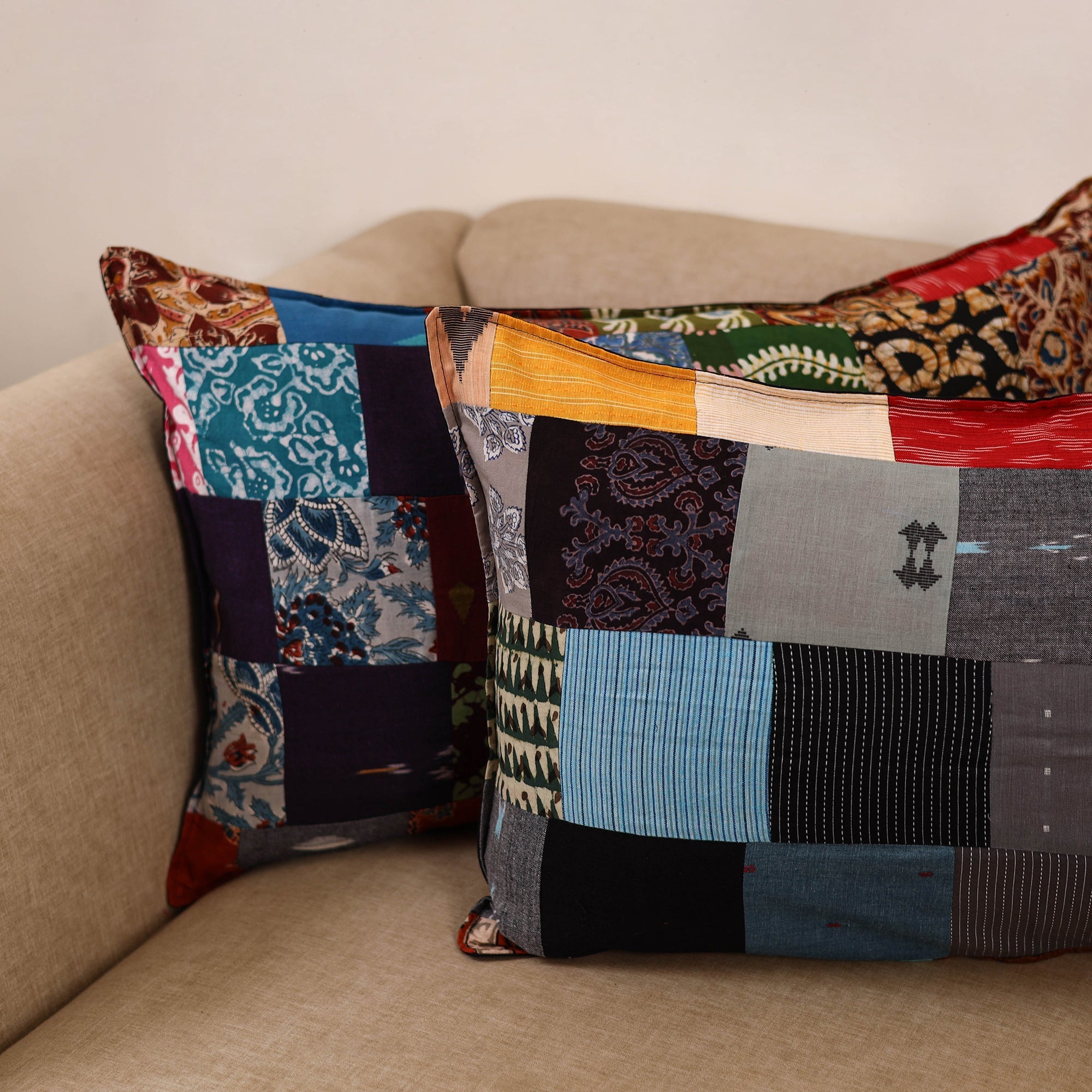 Handcrafted patchwork pillow covers (set of 2) 05