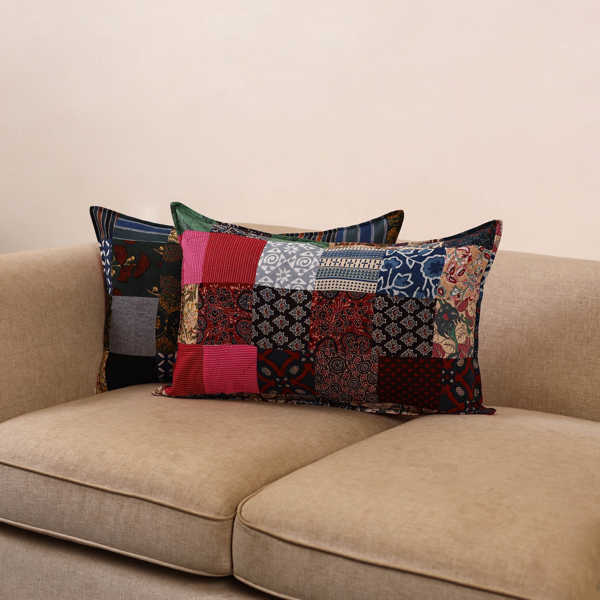 Handcrafted patchwork pillow covers (set of 2) 06