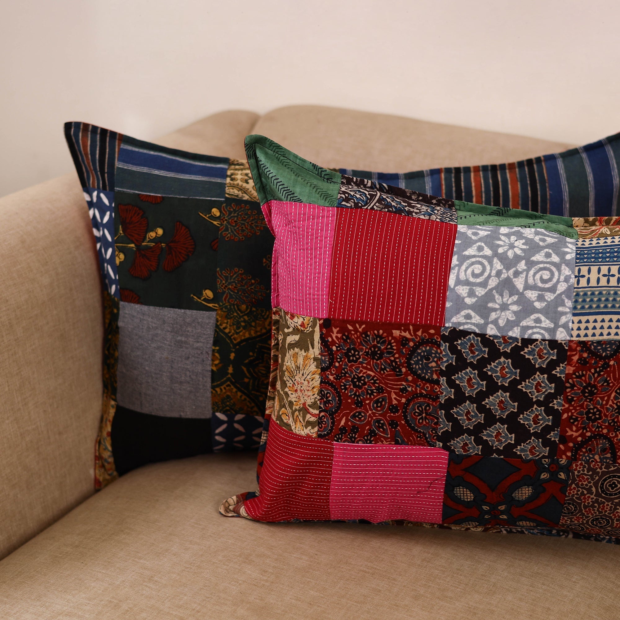 Handcrafted patchwork pillow covers (set of 2) 06