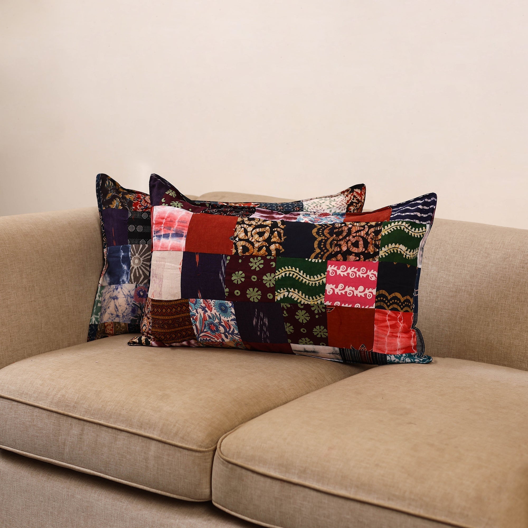 Handcrafted patchwork pillow covers (set of 2) 07