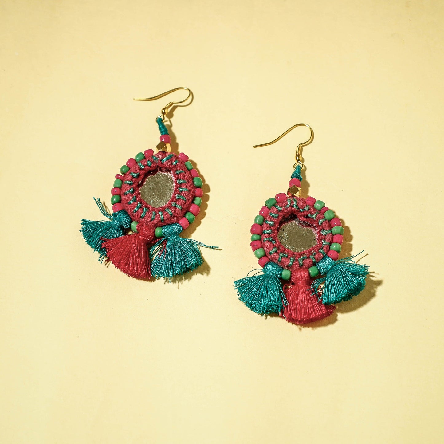 Buy Handcrafted Patwa Mirror & Threadwork Earrings Online at iTokri.com
