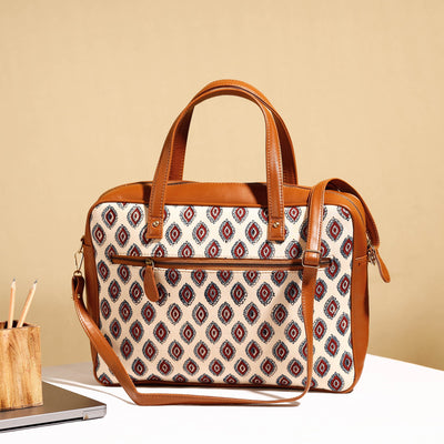  Handcrafted Ajrakh Block Printed Cotton Laptop Bag 