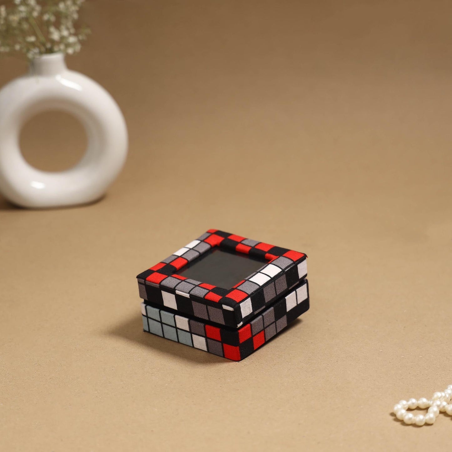 Handcrafted printed fabric ring/earring box 27