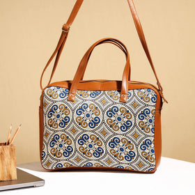  Handcrafted Ajrakh Block Printed Modal Silk Laptop Bag 