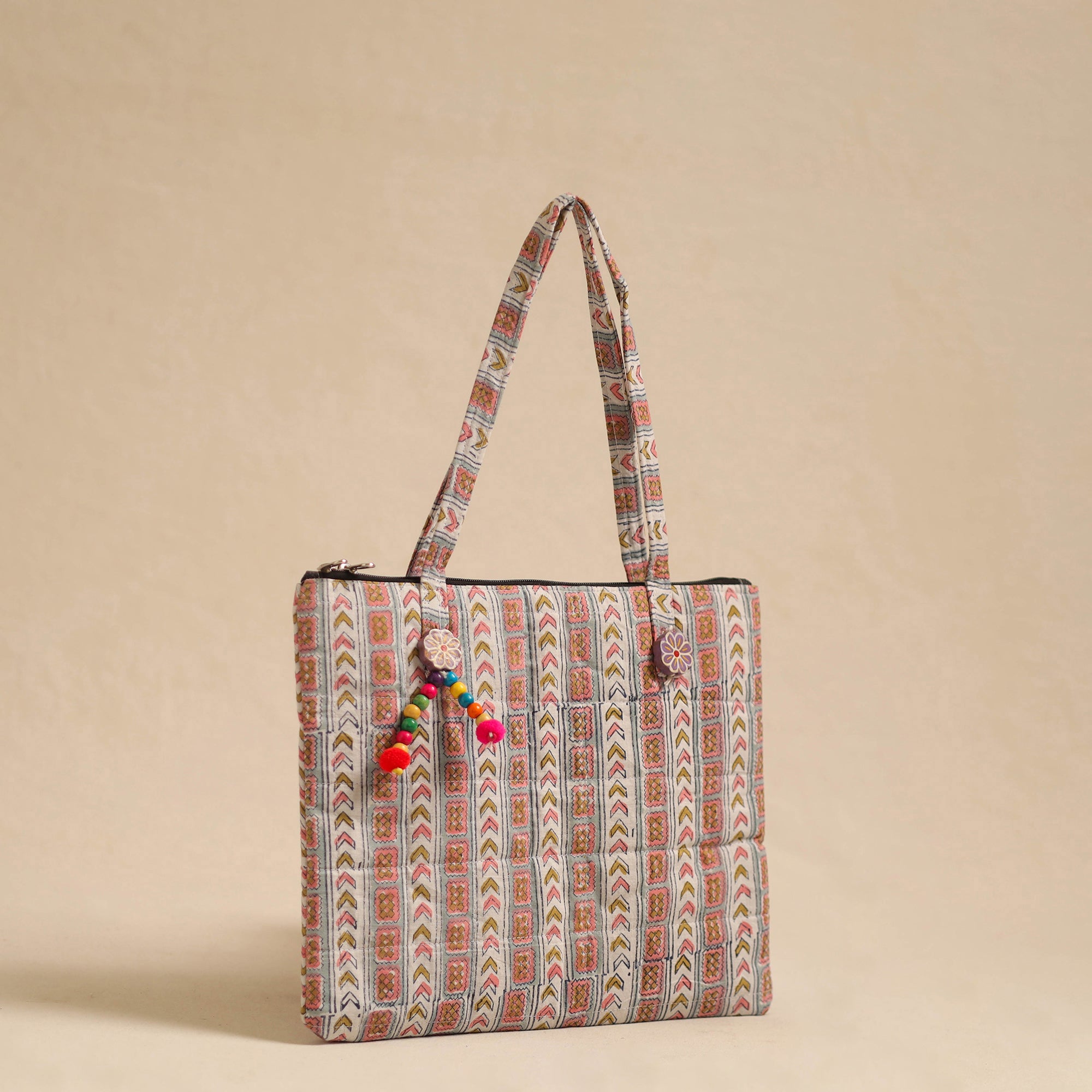 Multicolor Handcrafted Quilted Cotton Hand Bag