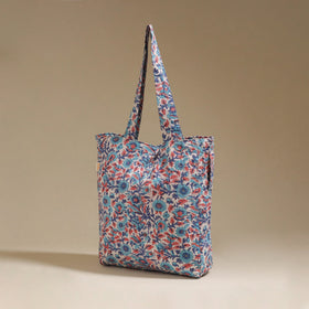 Handcrafted quilted sanganeri block printed fabric tote bag